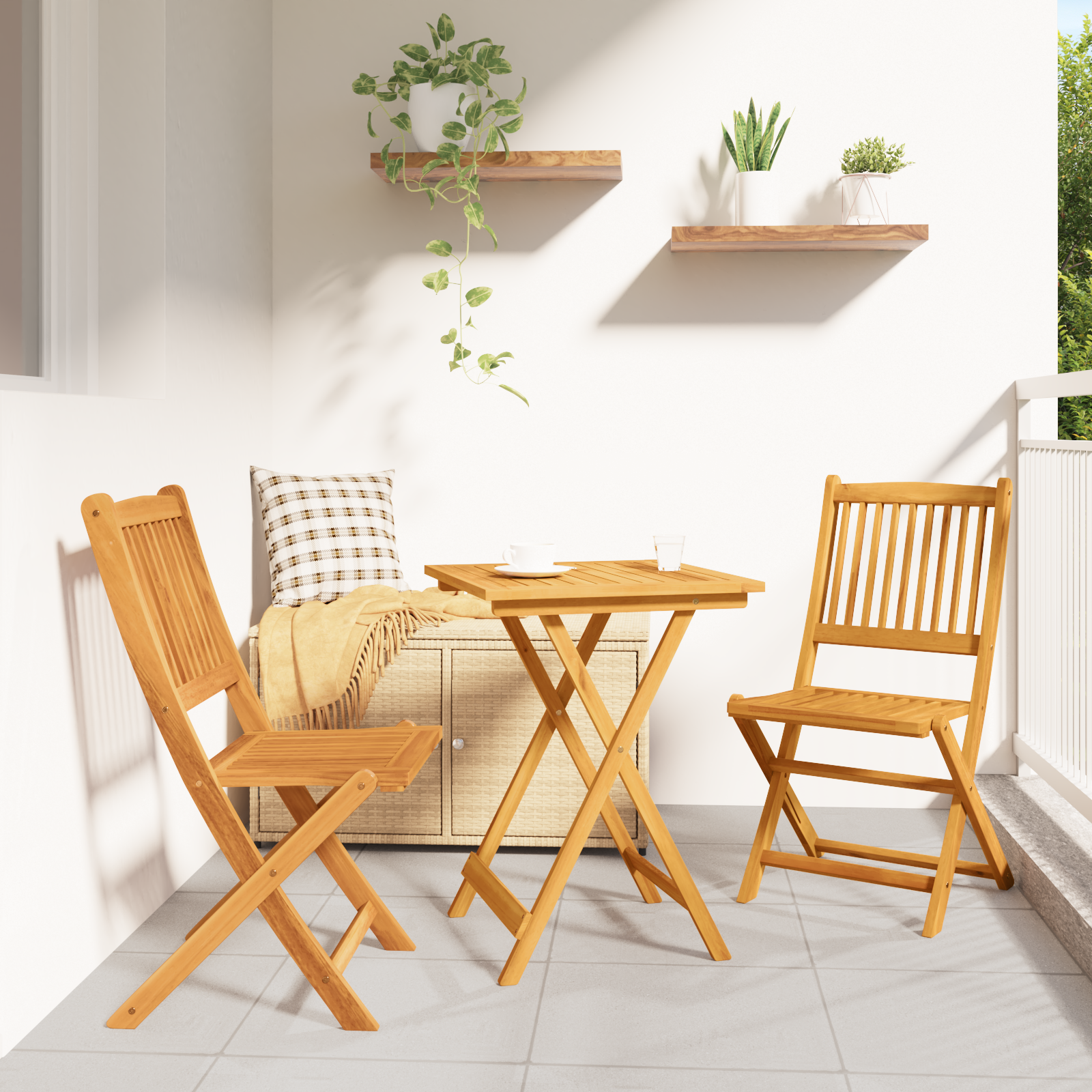 3-delige bistroset voor in de tuin van massief acaciahout