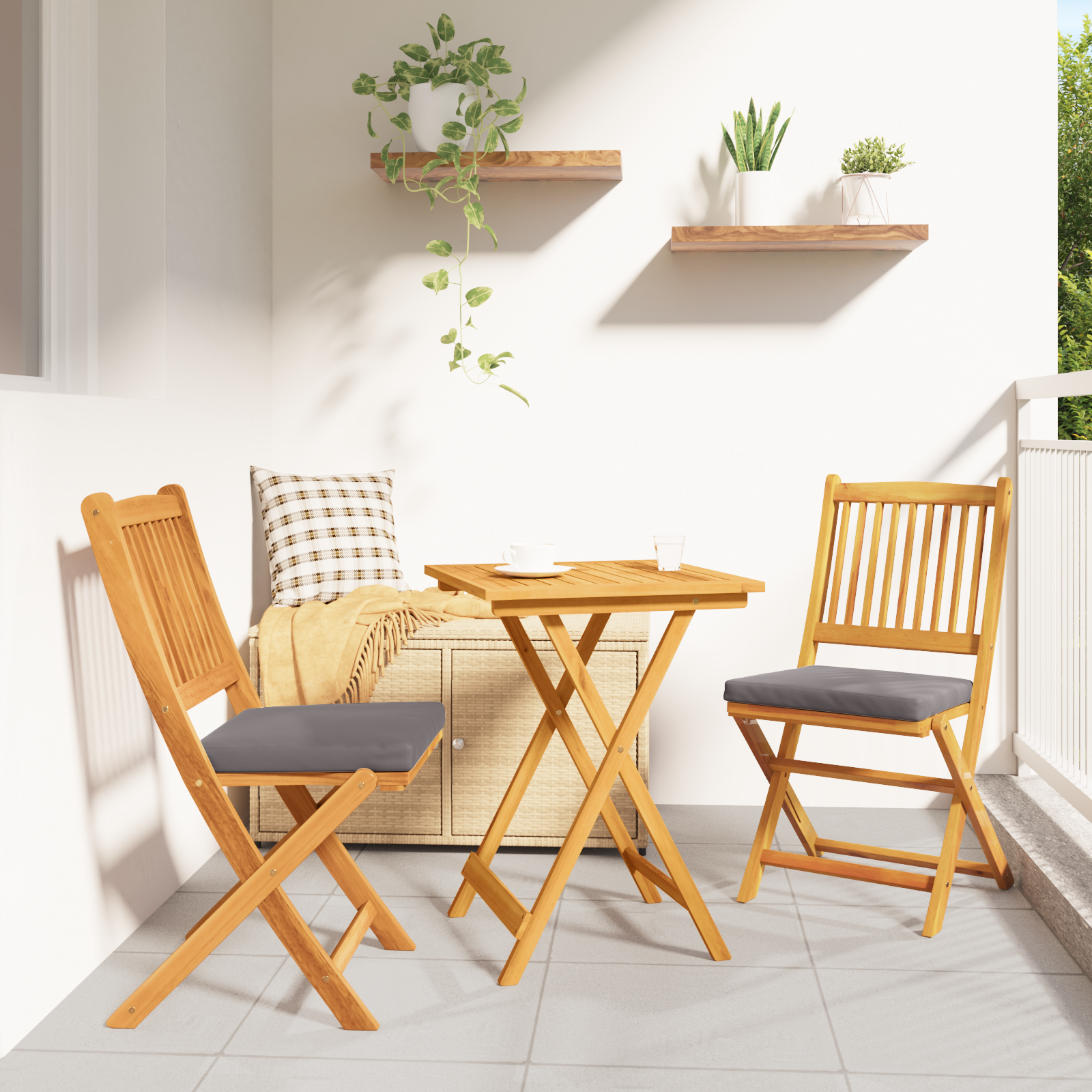 3 Piece Garden Bistro Set Solid Wood Acacia