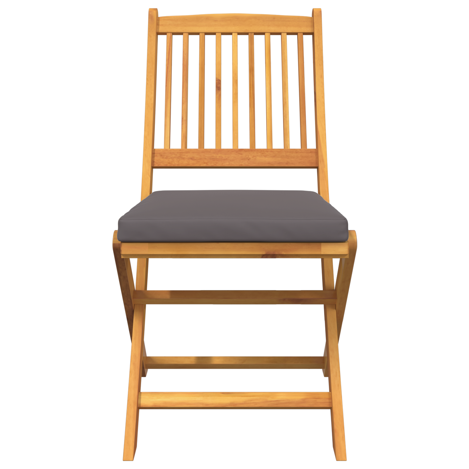 Folding Garden Chairs with Grey Cushion 2pcs Solid Acacia Wood - Image 5