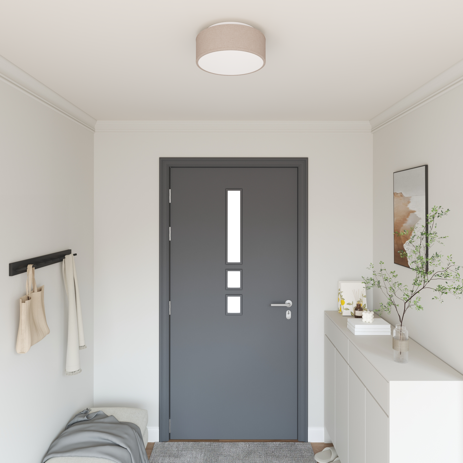 Ceiling Lights Flush Mount Taupe 30 cm Fabric E27