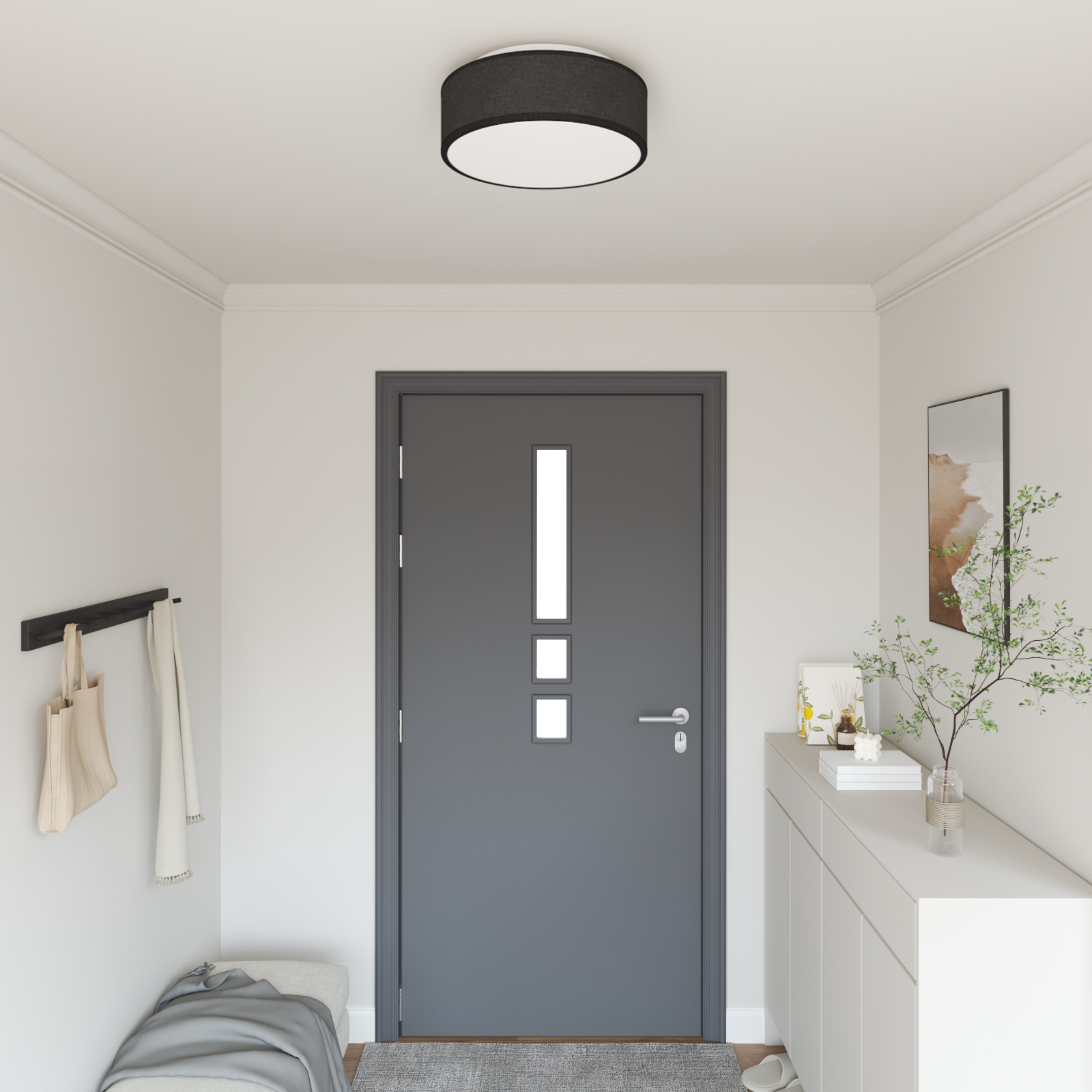 Plafondlampen Inbouw Zwart Ø 38 cm Stof E27