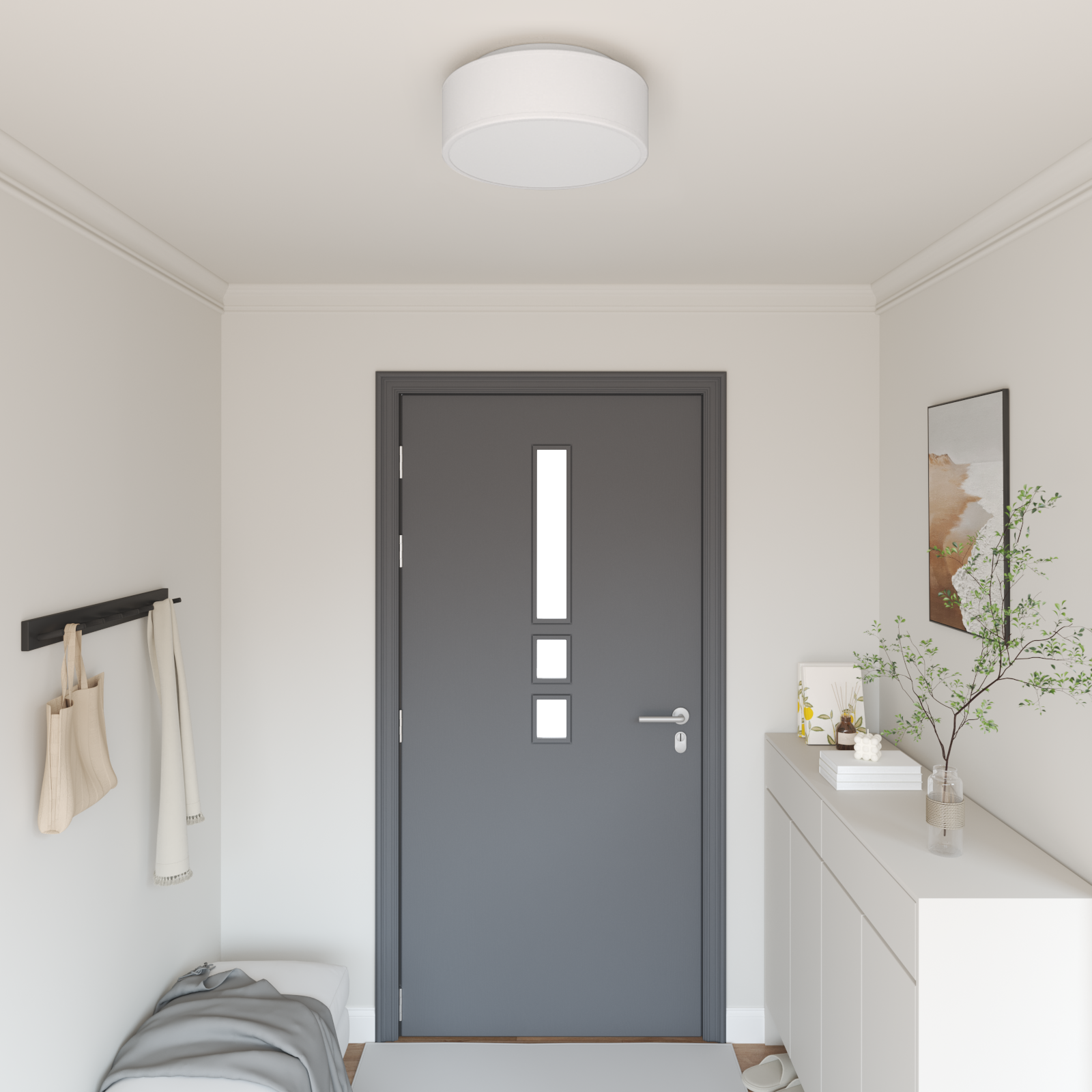 Ceiling Lights Flush Mount White Ø 38 cm Fabric E27