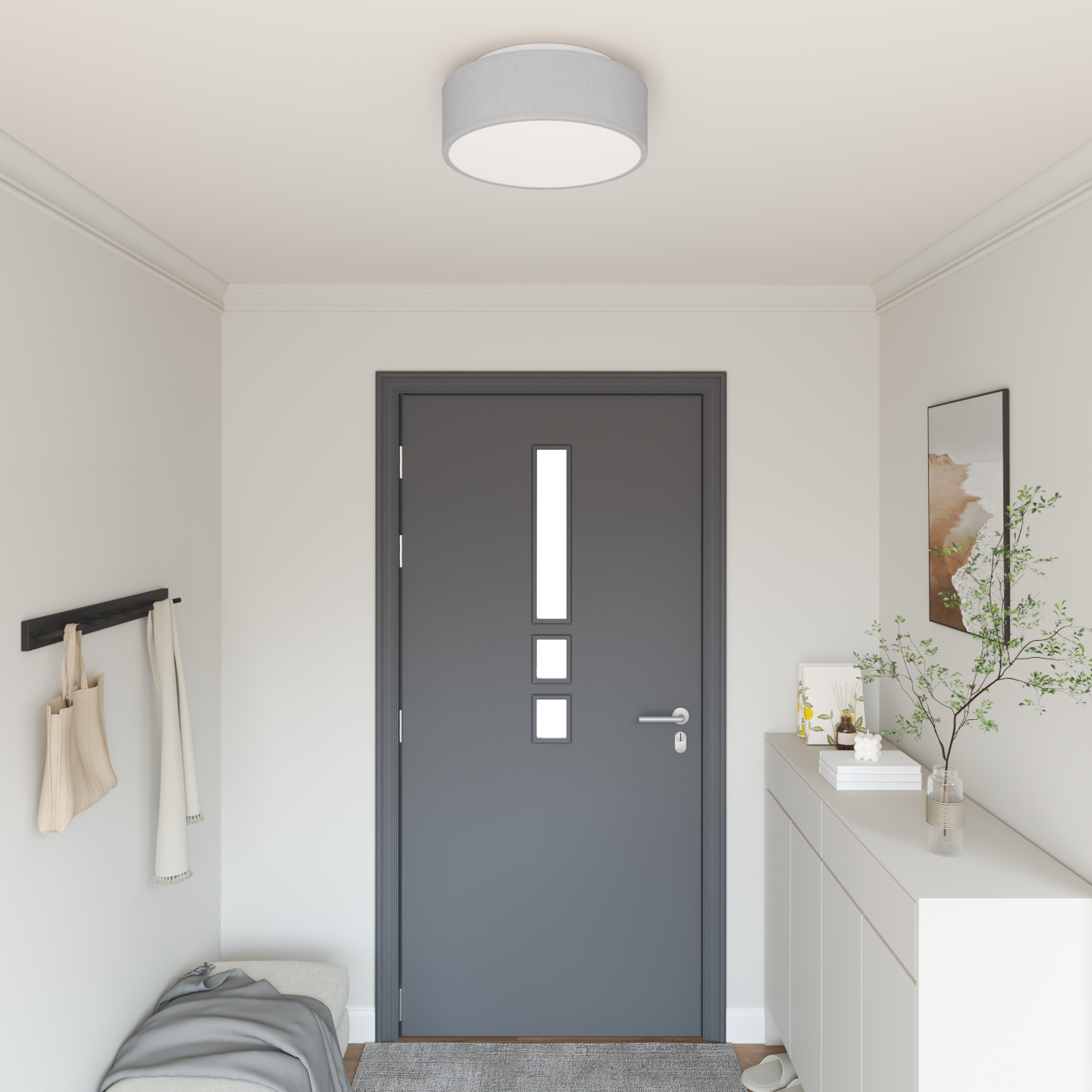 Ceiling Lights Flush Mount Grey Ø 38 cm Fabric E27