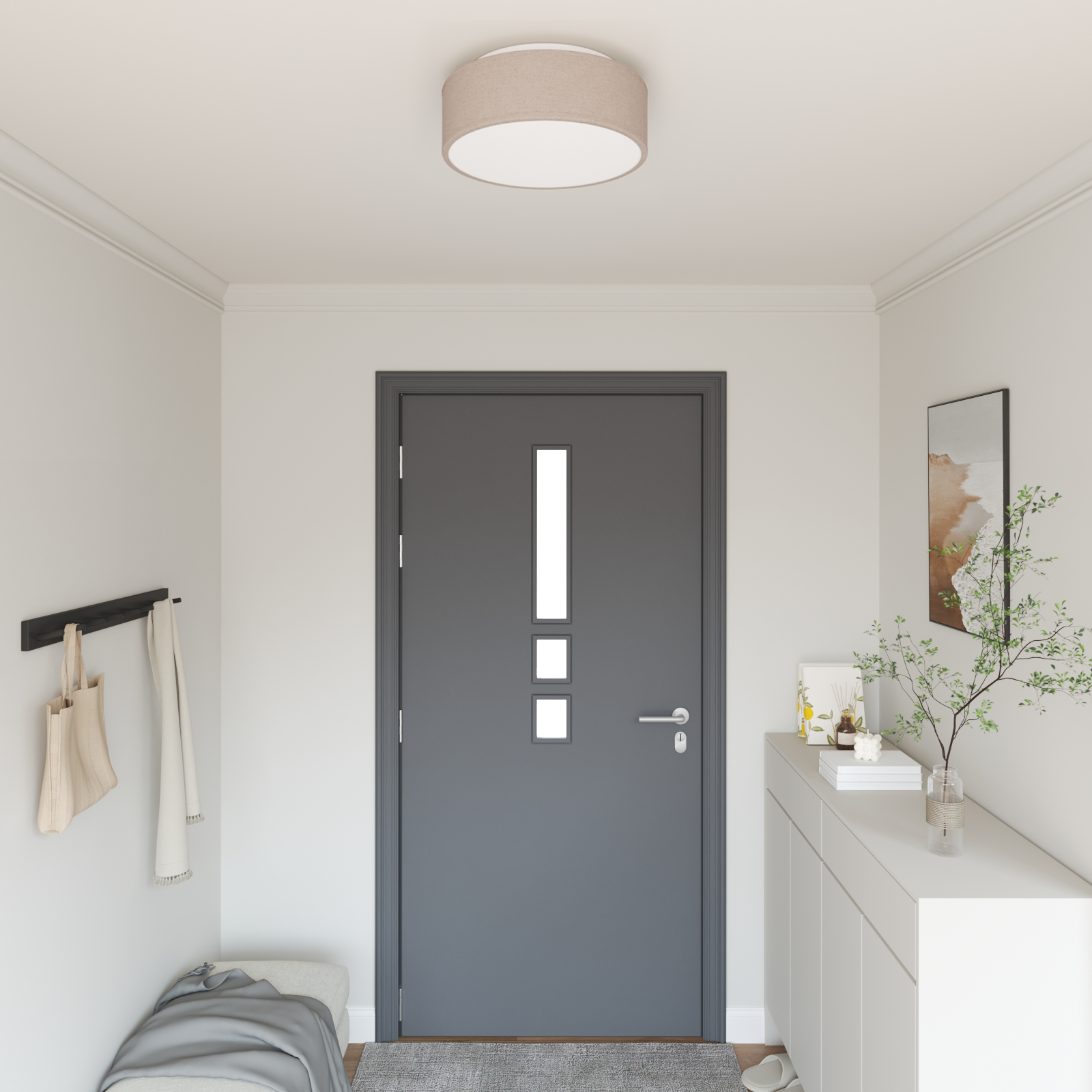 Ceiling Lights Flush Mount Taupe Ø 38 cm Fabric E27