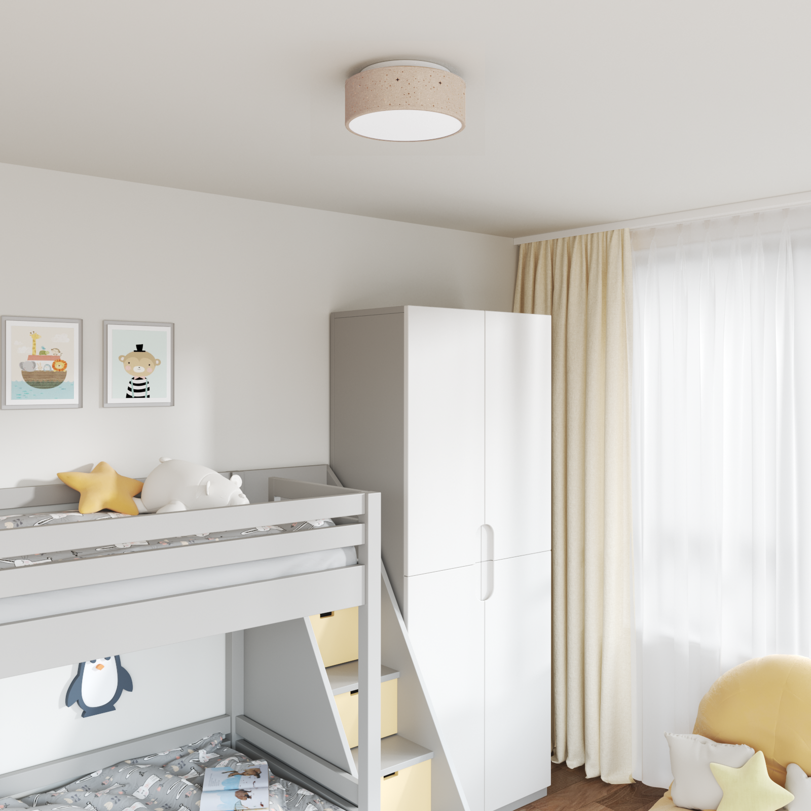 Ceiling Lights with Starry Lampshade Taupe Ø 30 cm Fabric E27