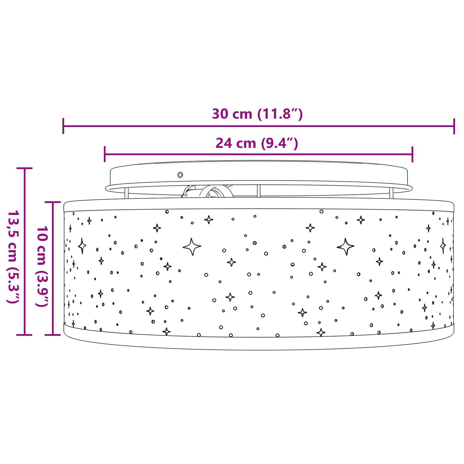 Ceiling Lights with Starry Lampshade Taupe Ø 30 cm Fabric E27 - Image 10