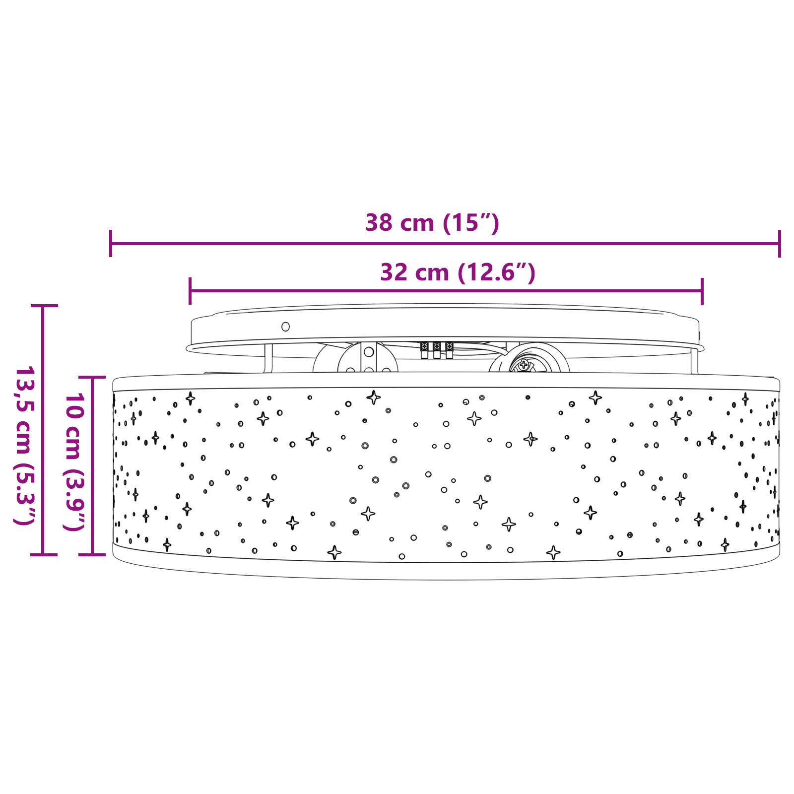 Ceiling Lights with Starry Lampshade Taupe Ø 38 cm Fabric E27 - Image 10