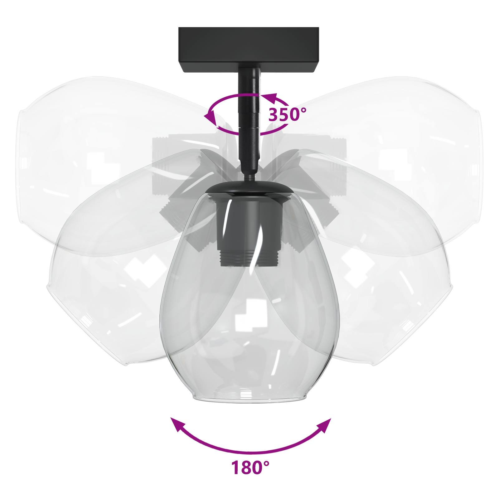 Ceiling Lights with Adjustable Glass Lampshade Anthracite E27 - Image 9