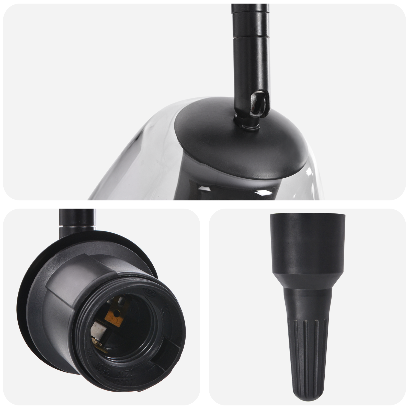 Ceiling Lights with Adjustable Glass Lampshade in Anthracite, E27 - Image 7