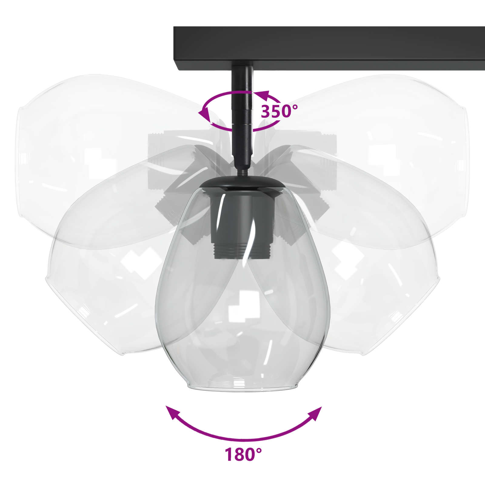 Ceiling Lights with Adjustable Glass Lampshade in Anthracite E27 - Image 10