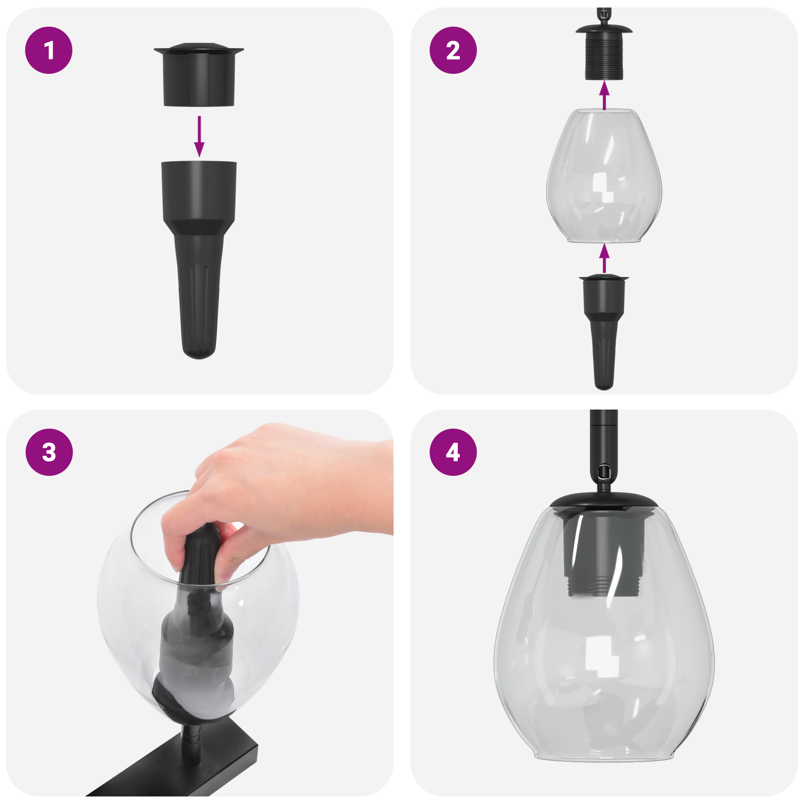 Ceiling Lights with Adjustable Glass Lampshade in Anthracite E27 - Image 11