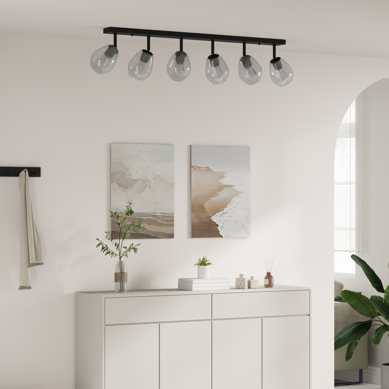 Ceiling Lights with Adjustable Glass Lampshade in Anthracite E27