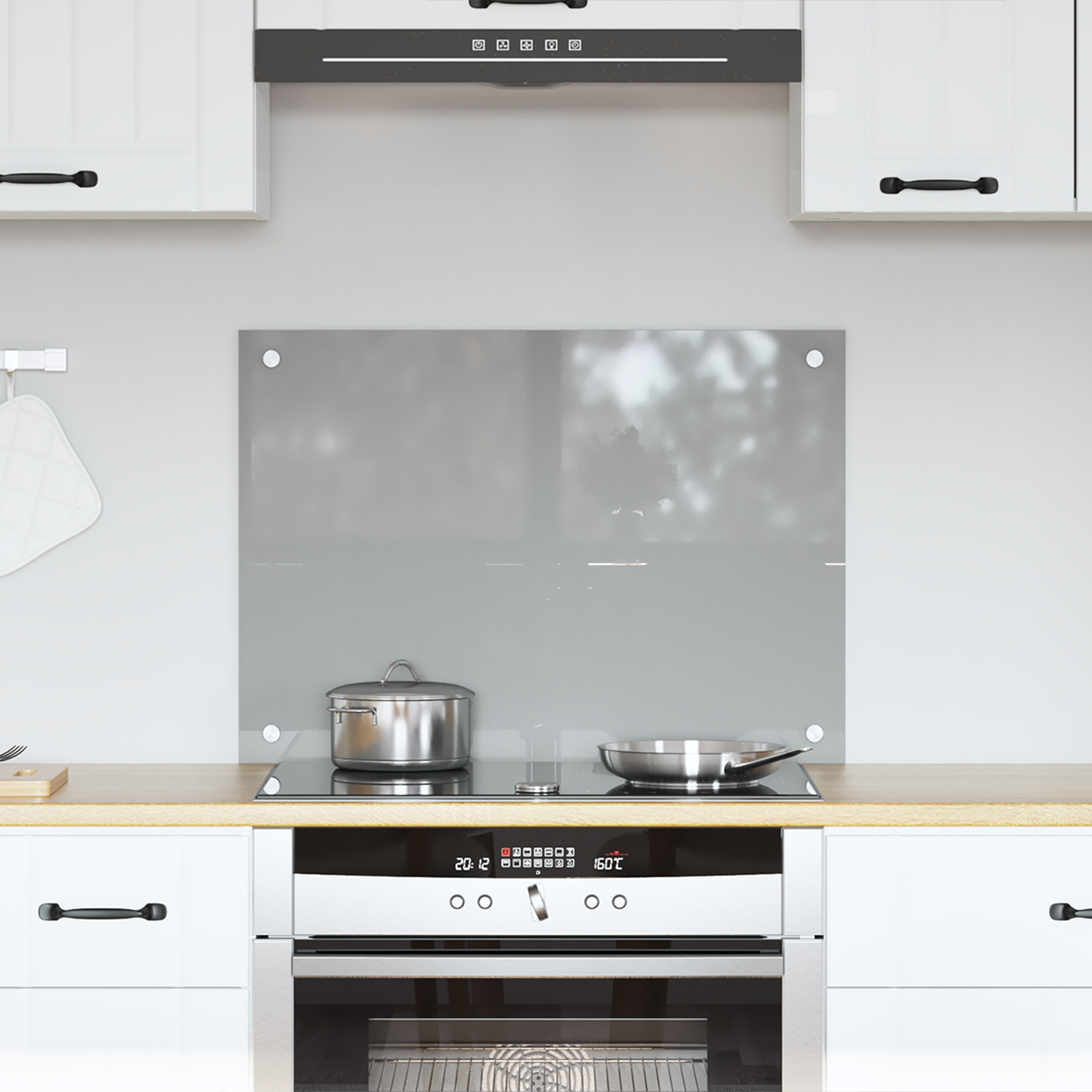 Keuken Achterwand Lichtgrijs 70x50x0,6 cm Gelaagd Glas