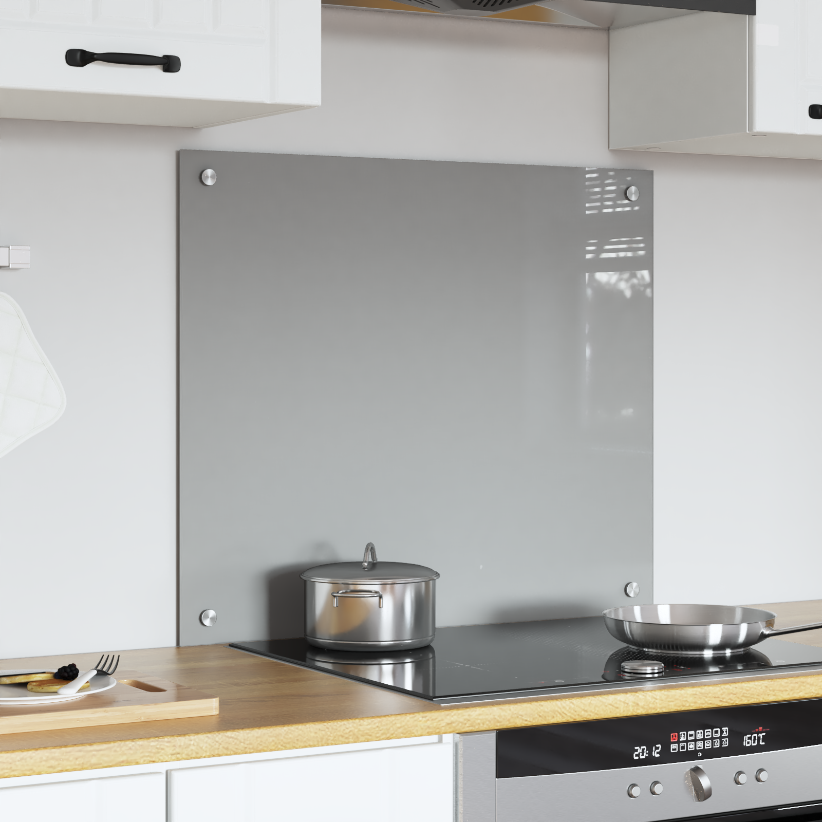 Kitchen Backsplash Light Grey 70x60x0.6 cm Tempered Glass - Image 3