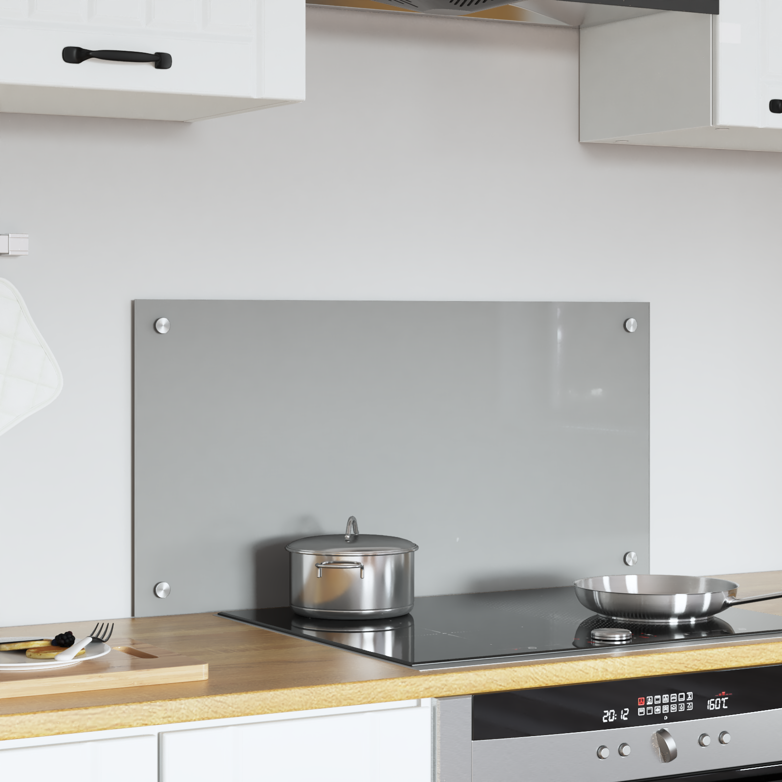 Køkken Backsplash Lysegrå 80x40x0,6 cm Hærdet Glas - Billede 3