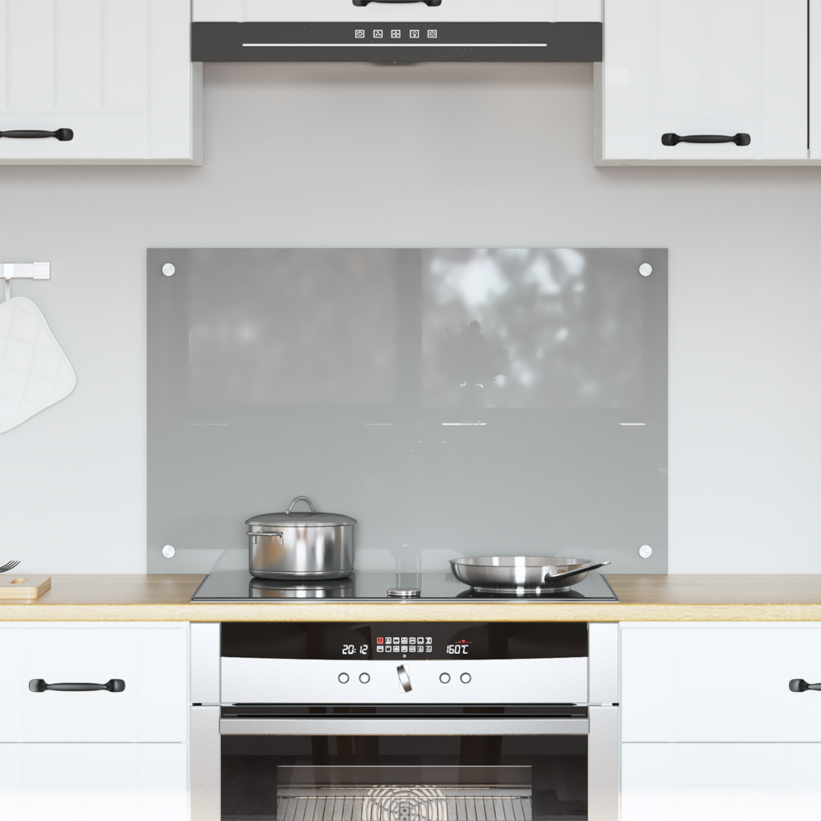 Keuken Achterwand Lichtgrijs 80x50x0,6 cm Gehard Glas