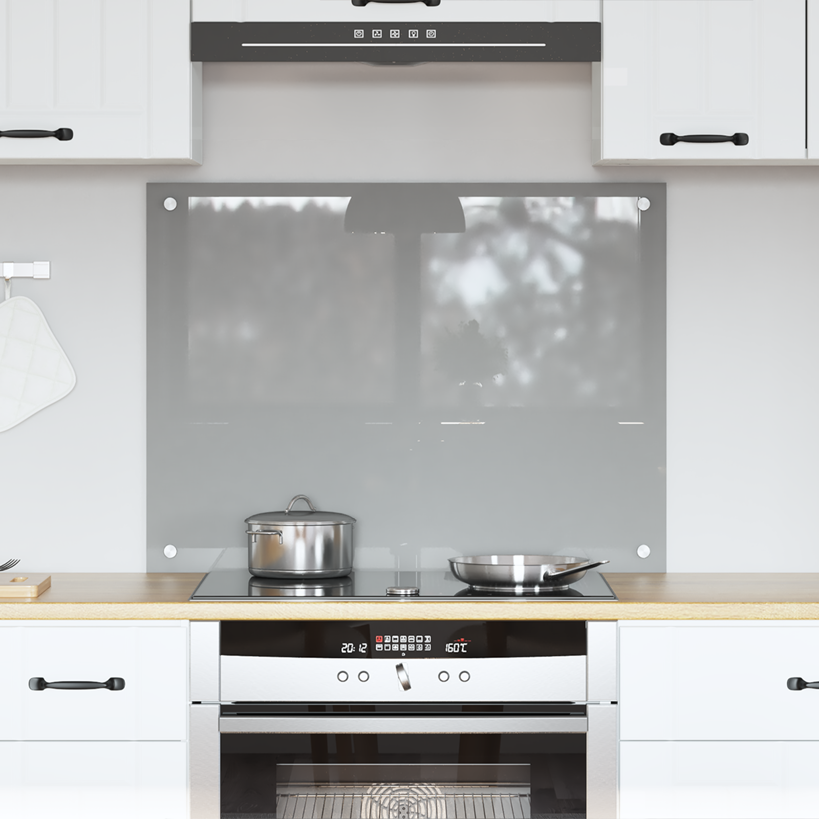 Keuken Achterwand Lichtgrijs 80x60x0,6 cm Gehard Glas
