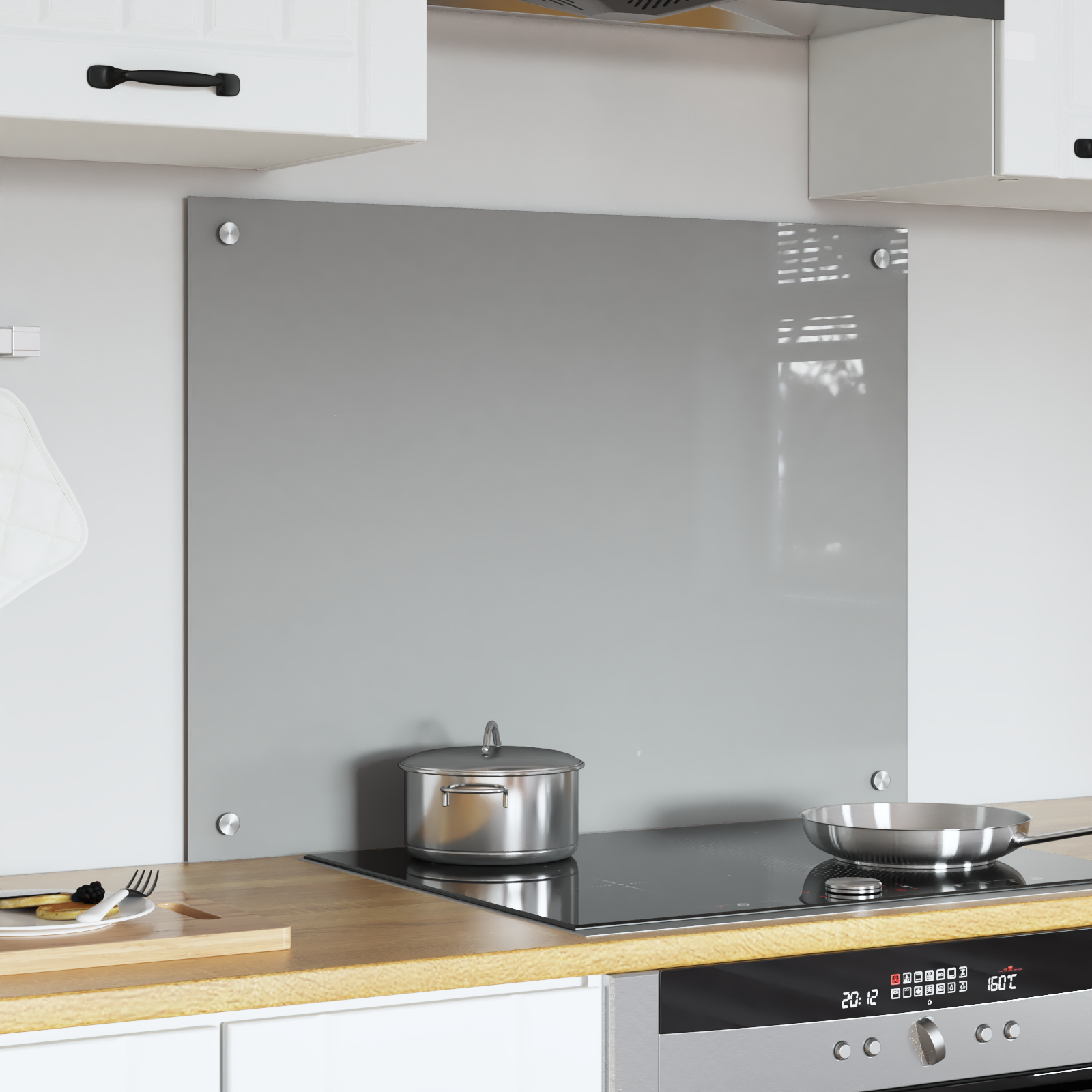Kitchen Backsplash Light Grey 80x60x0.6 cm Tempered Glass - Image 3