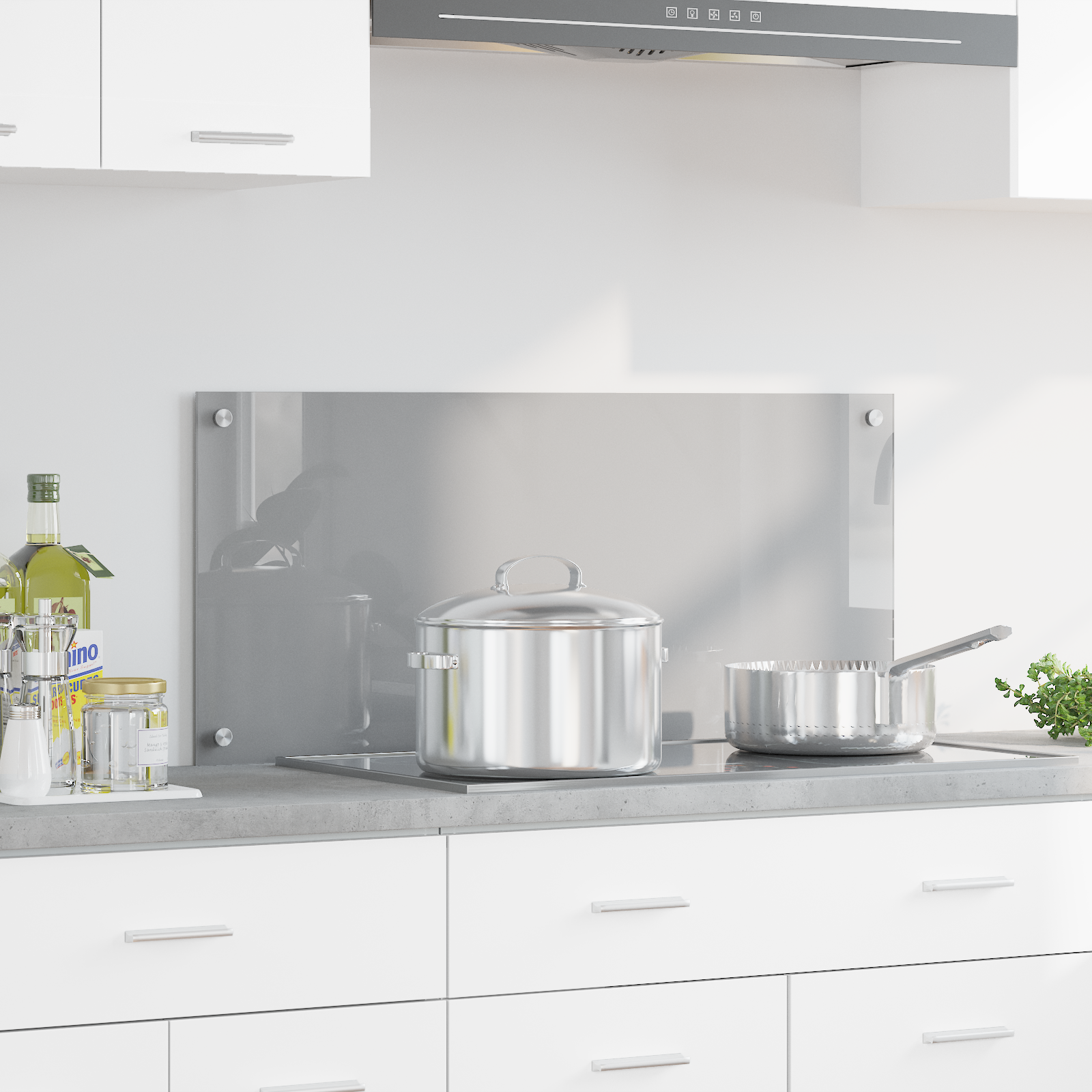 Keuken Achterwand Lichtgrijs 90x40x0,6 cm Gehard Glas