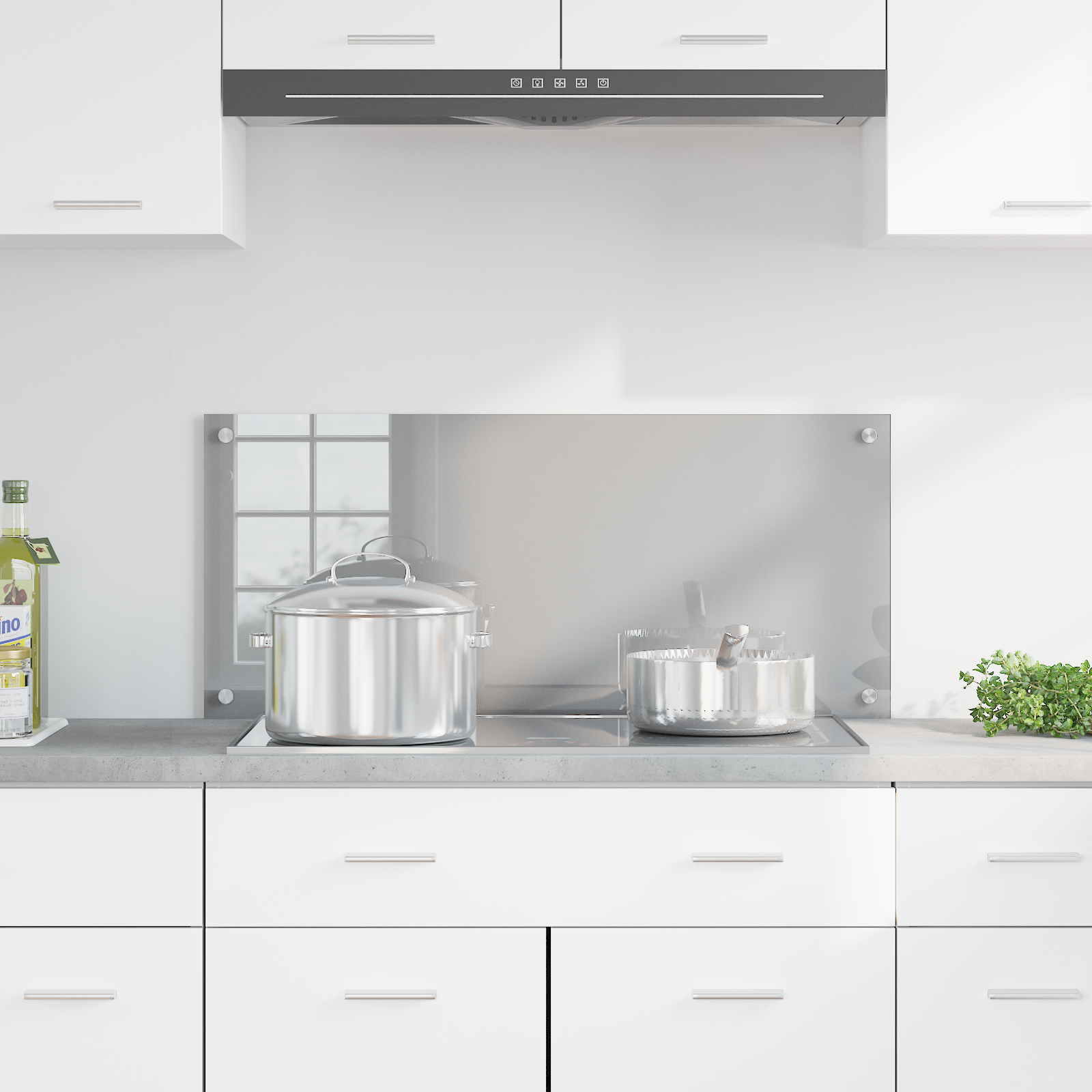 Light Grey Kitchen Backsplash - 90x40x0.6 cm Tempered Glass - Image 3