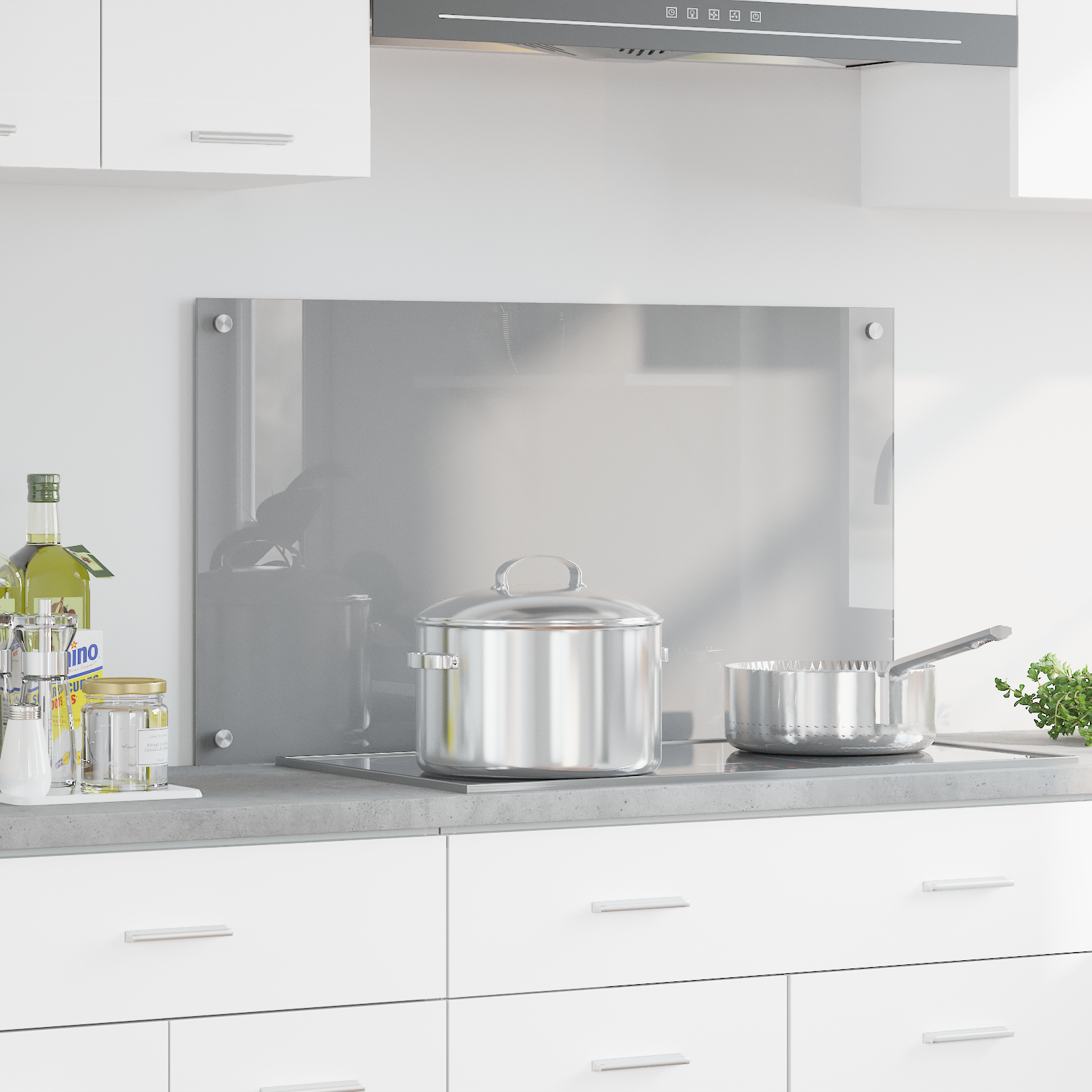 Keuken Achterwand Lichtgrijs 90x50x0,6 cm Gehard Glas