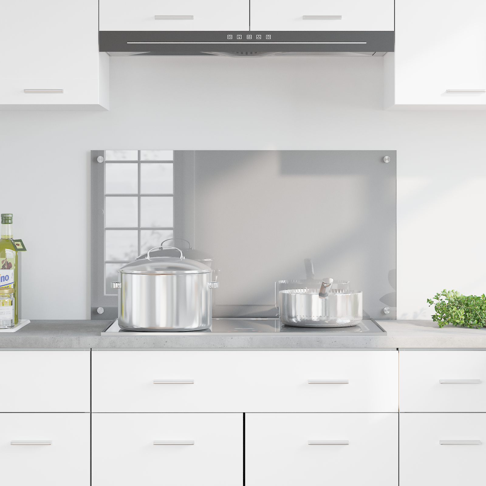 Køkken Backsplash Lys Grå 90x50x0.6 cm Hærdet Glas - Billede 3