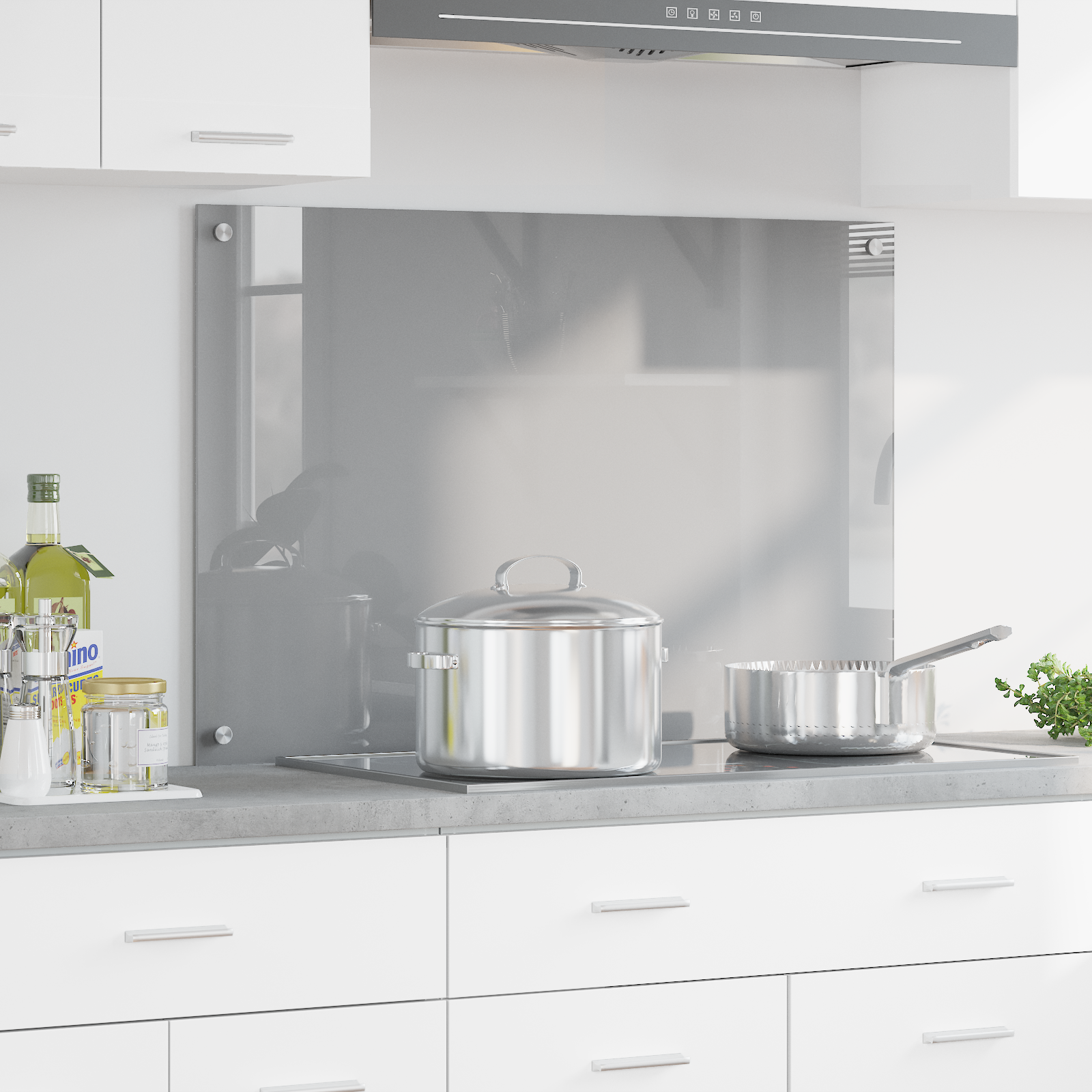 Achterwand voor in de Keuken Lichtgrijs 90x60x0,6 cm Gehard Glas