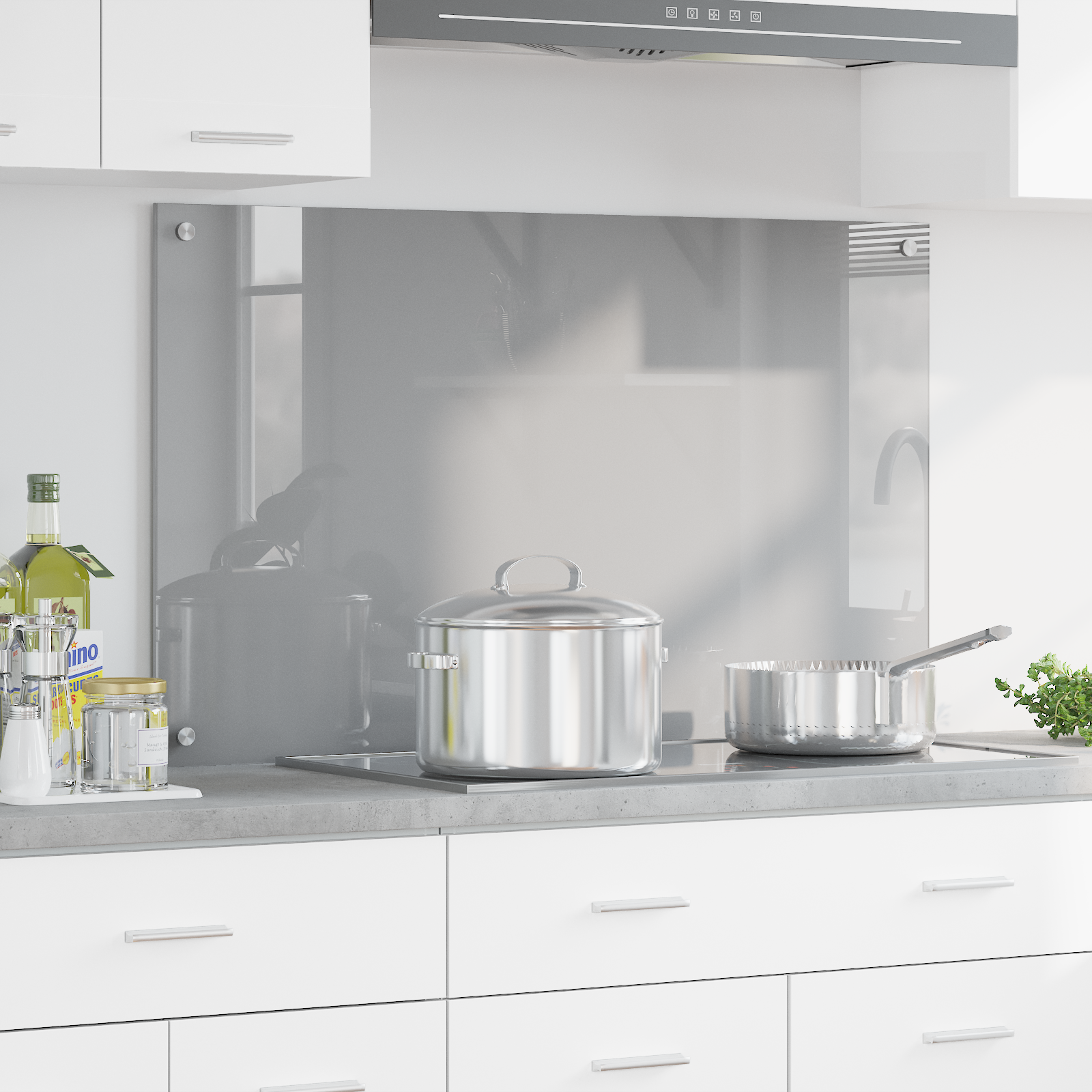 Keuken Achterwand Lichtgrijs 100x60x0,6 cm Gehard Glas
