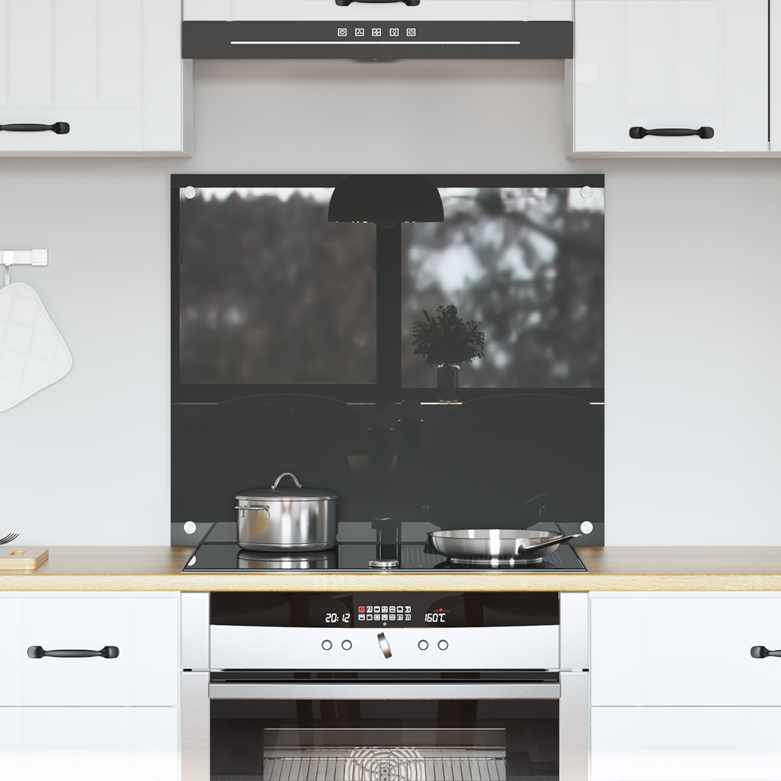 Keuken Achterwand Donkergrijs 70x60x0,6 cm Gelaagd Glas