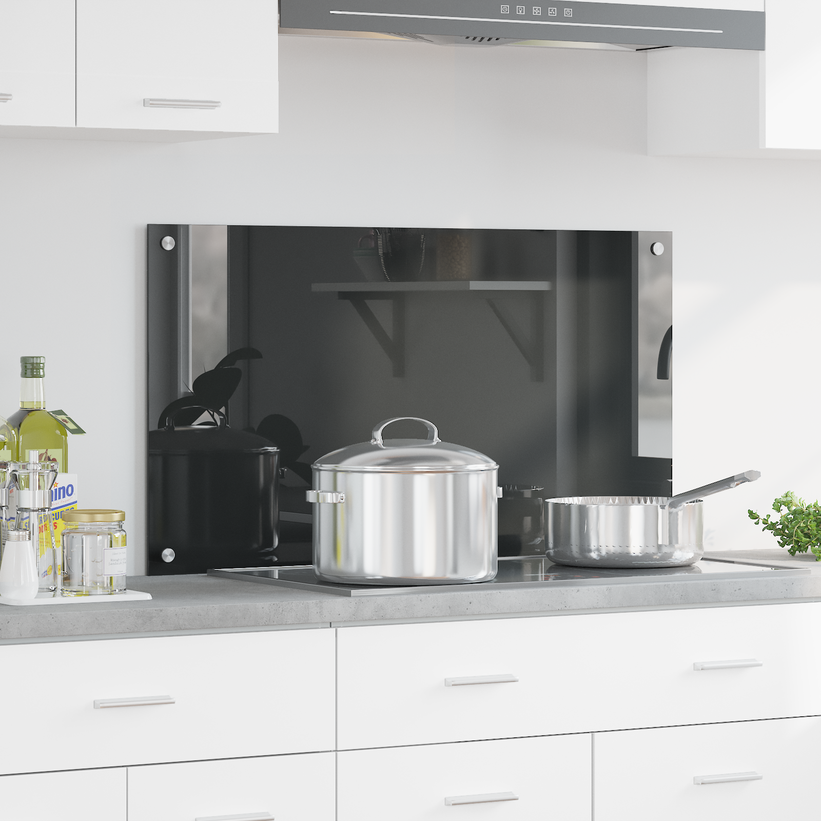 Keuken Achterwand Donkergrijs 90x50x0,6 cm Gehard Glas