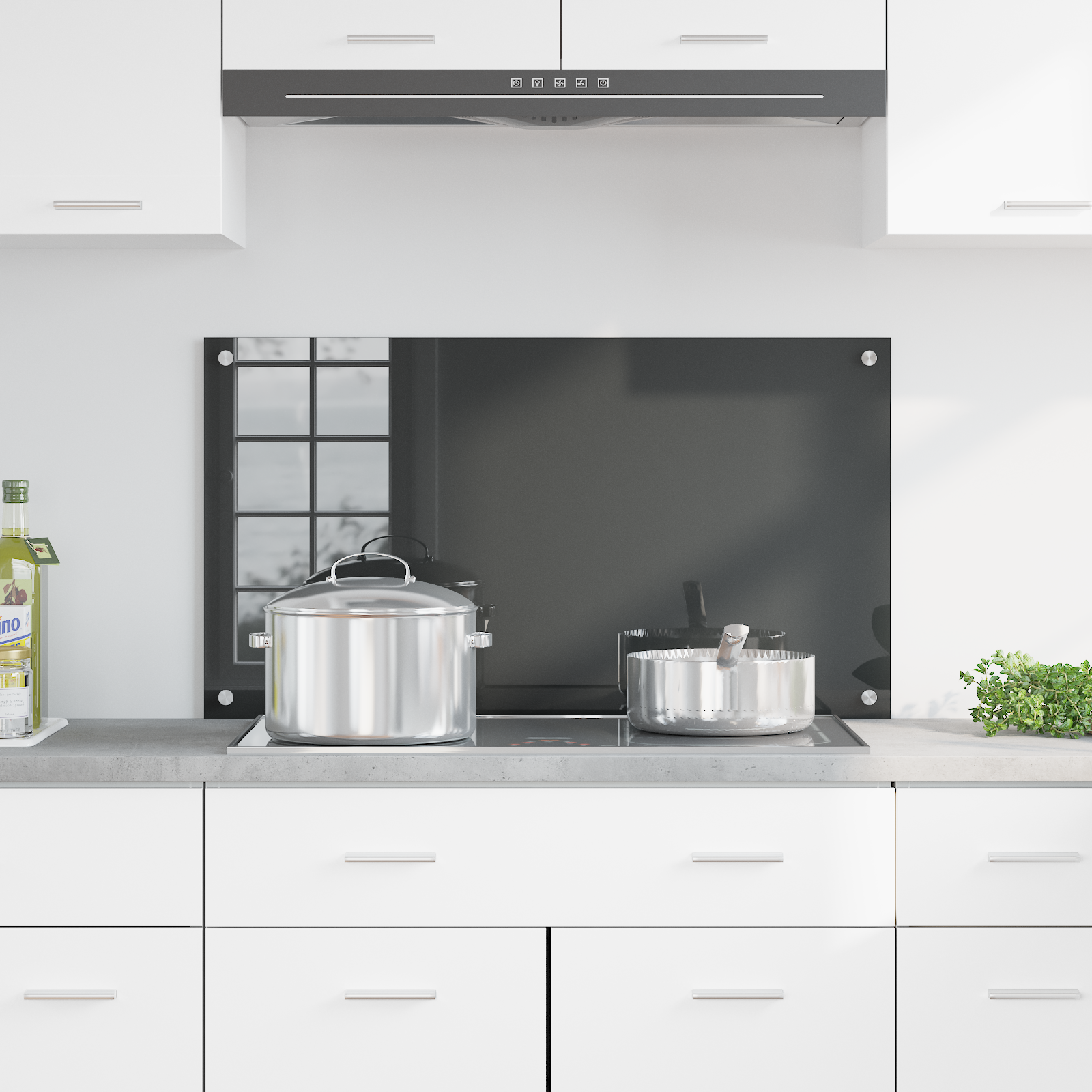 Dark Grey Kitchen Backsplash - 90x50x0.6 cm Tempered Glass - Image 3