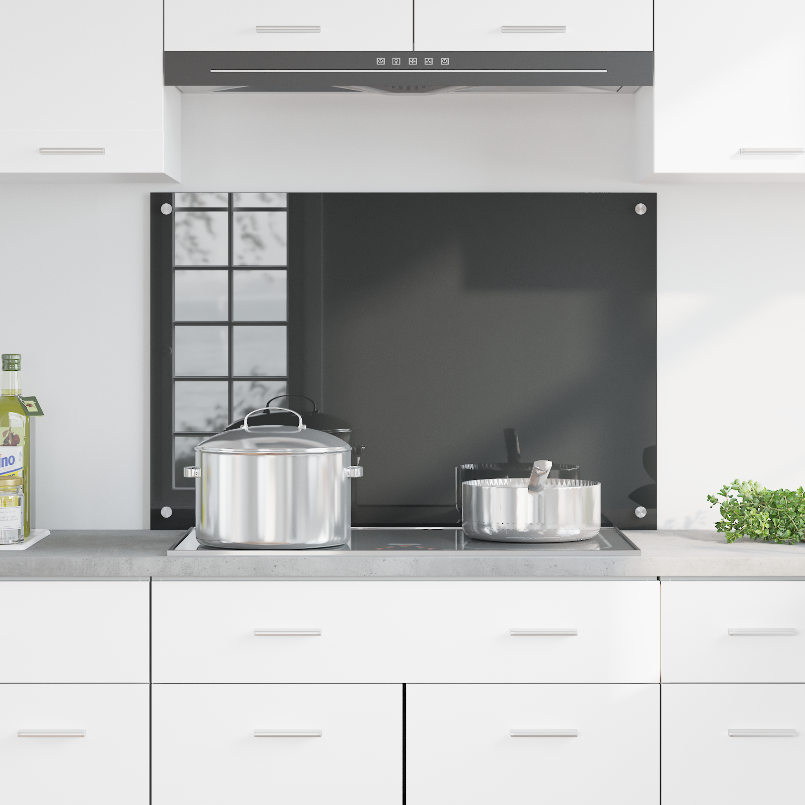 Dark Grey Kitchen Backsplash - 90x60x0.6 cm Tempered Glass - Image 3