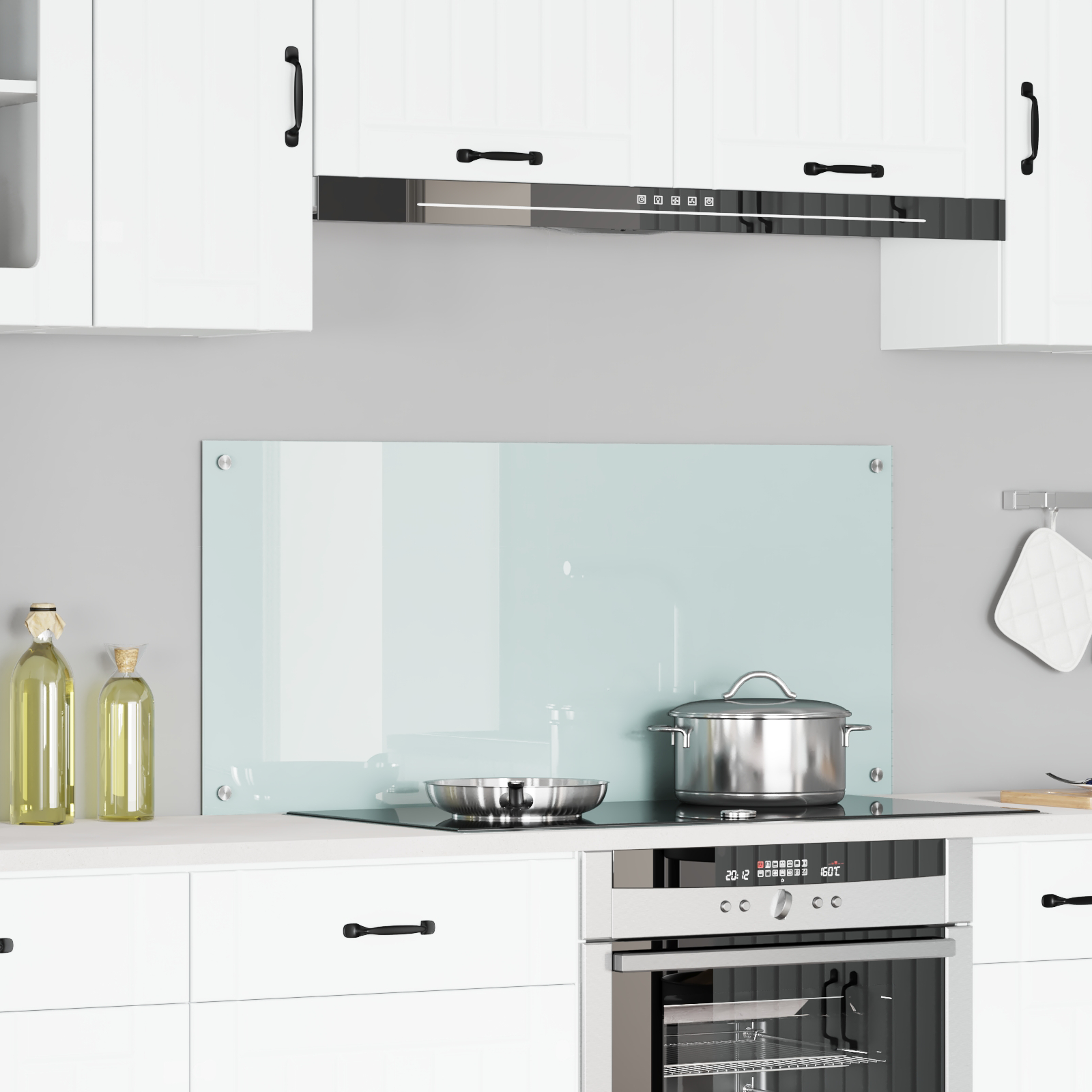 Keuken Achterwand Wit 110x50x0,6 cm Gelaagd Glas