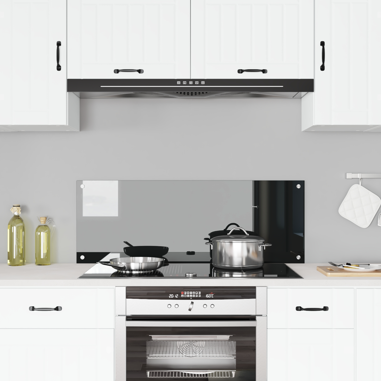 Black Kitchen Backsplash - 110x40x0.6 cm Tempered Glass - Image 3