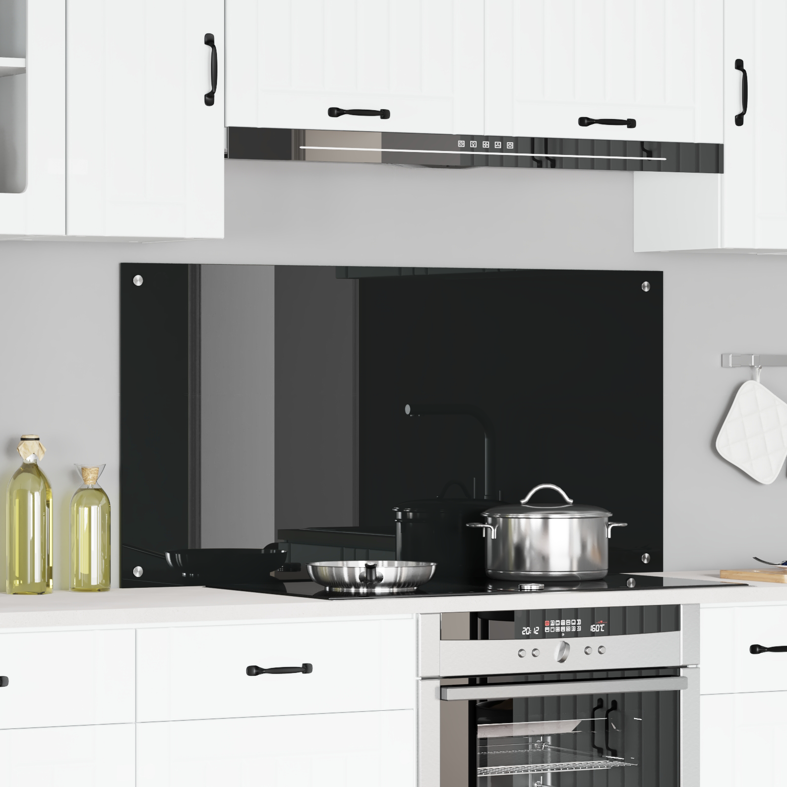Keukenachterwand Zwart 120x60x0,6 cm Gehard Glas