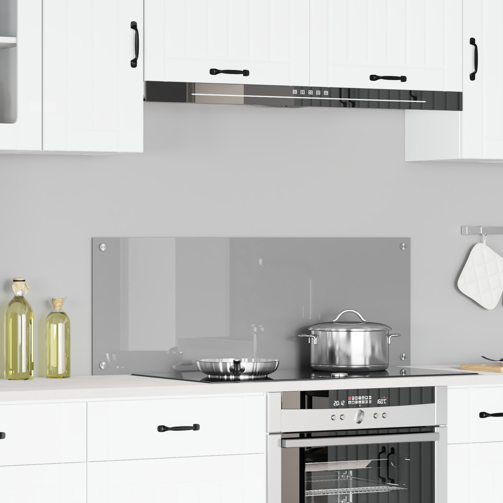Keuken Achterwand Lichtgrijs 110x40x0,6 cm Gelaagd Glas