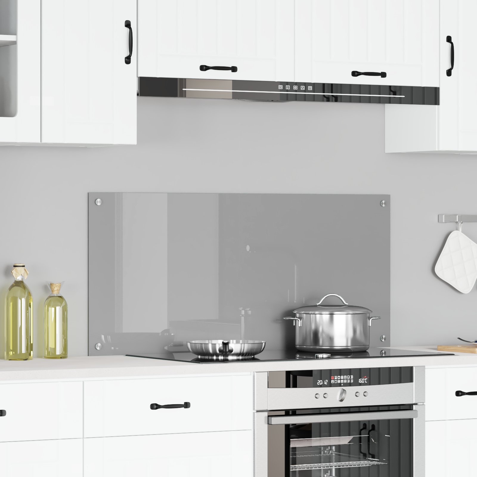 Kitchen Backsplash Light Grey 110x50x0.6 cm Tempered Glass