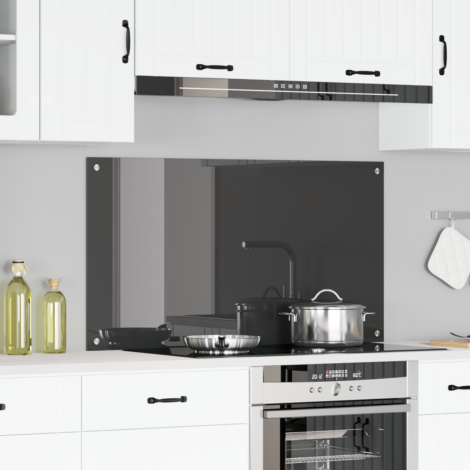 Keuken Achterwand Donkergrijs 110x60x0,6 cm Gekleurd Glas