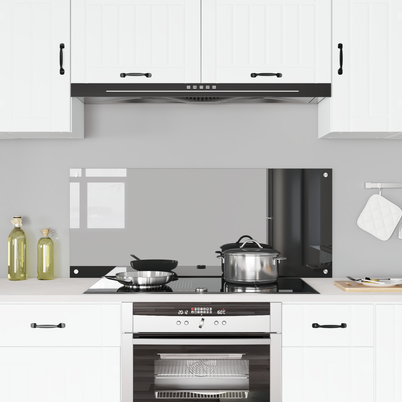 Dark Grey Kitchen Backsplash - 120x50x0.6 cm Tempered Glass - Image 3