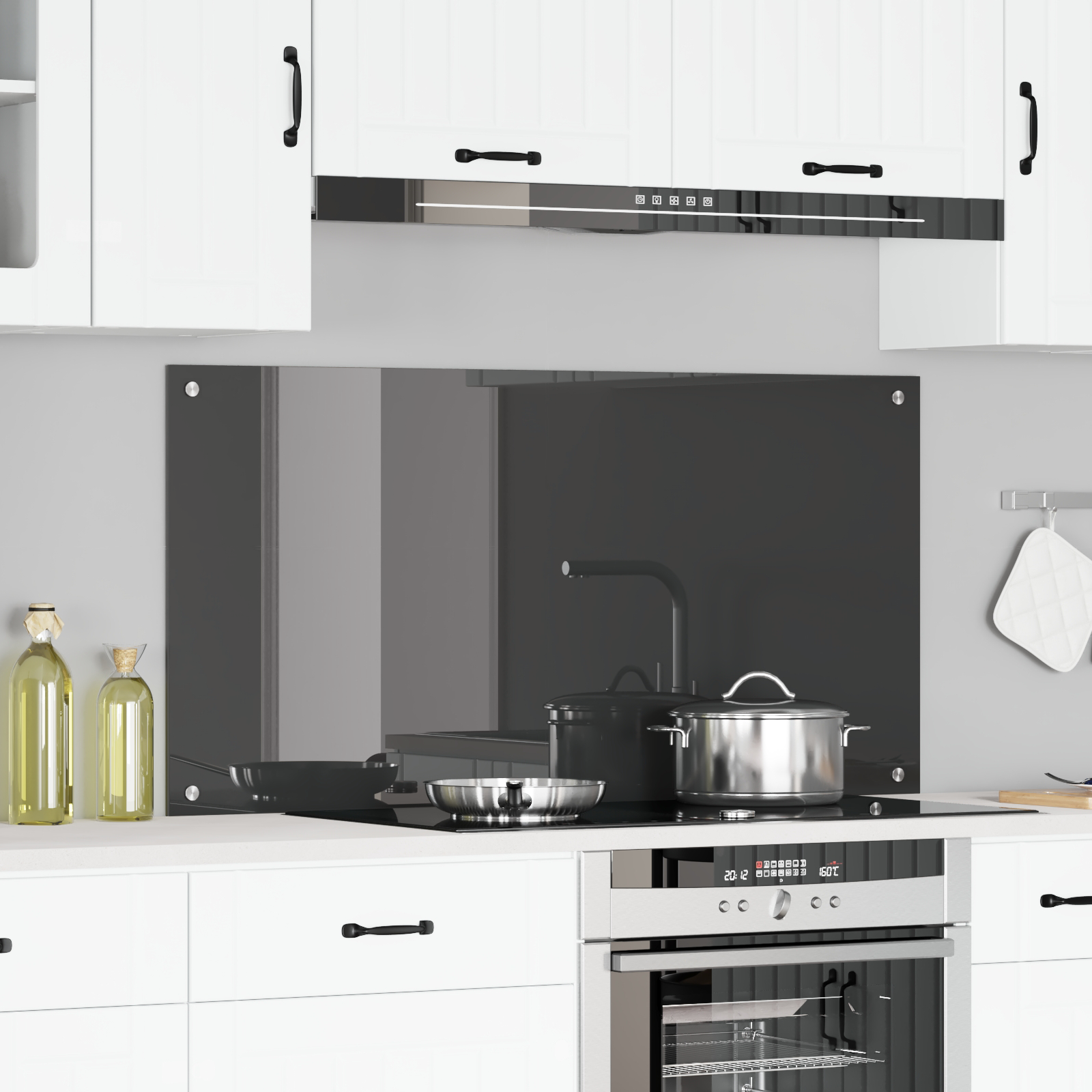 Keuken Achterwand Donkergrijs 120x60x0,6 cm Gehard Glas