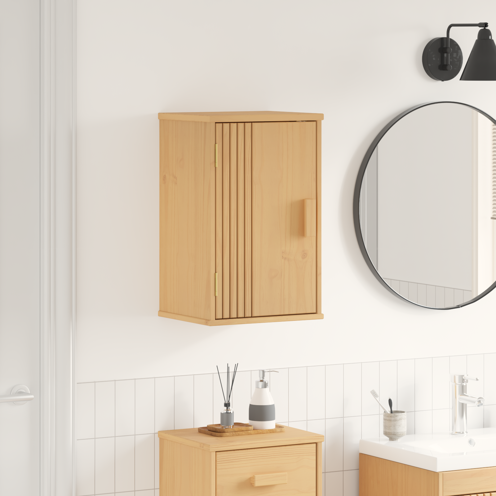 Badkamer Opbergkast 35x30x55 cm Massief Hout Grenen