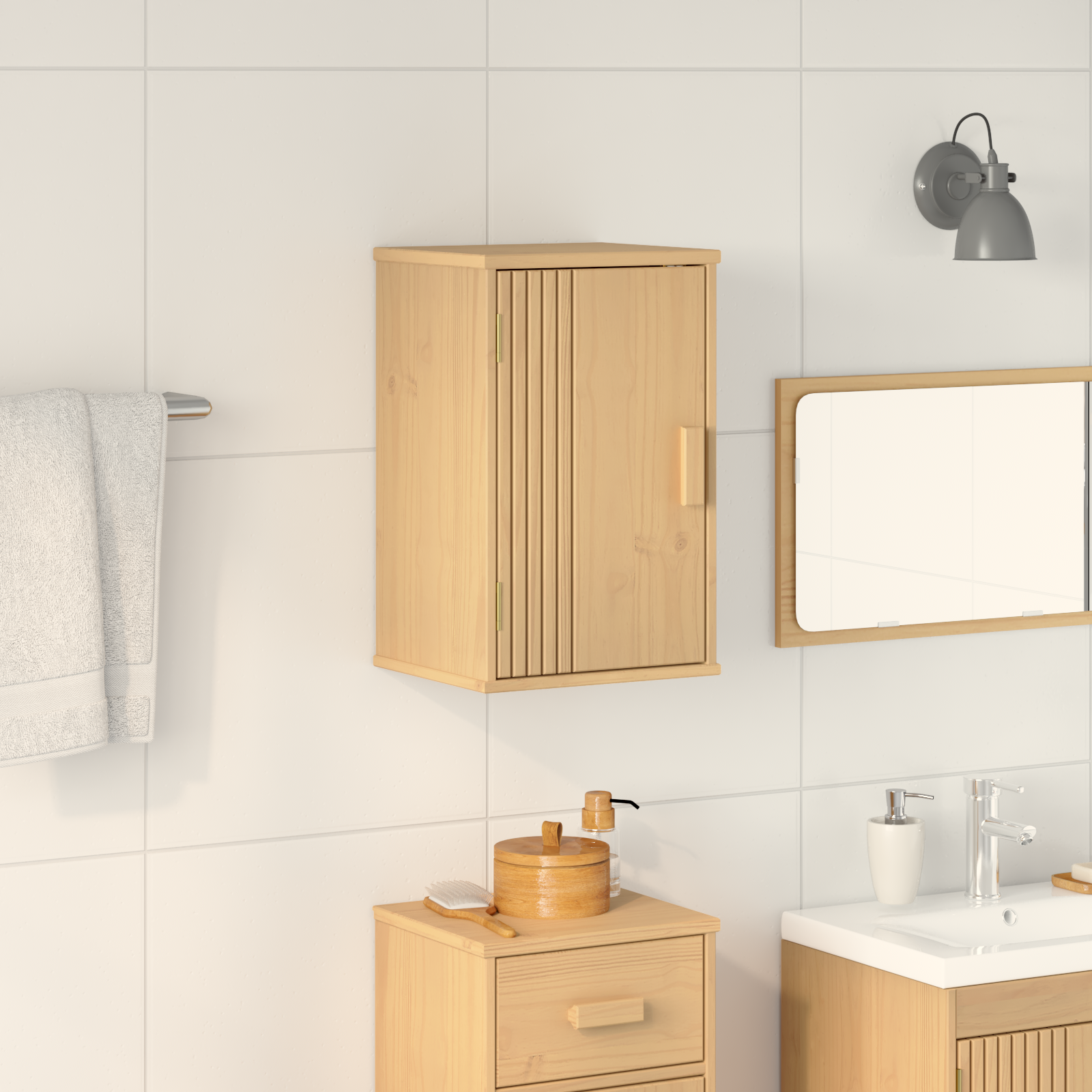 Bathroom Storage Cabinet 35x30x55 cm Solid Wood Pine - Image 4