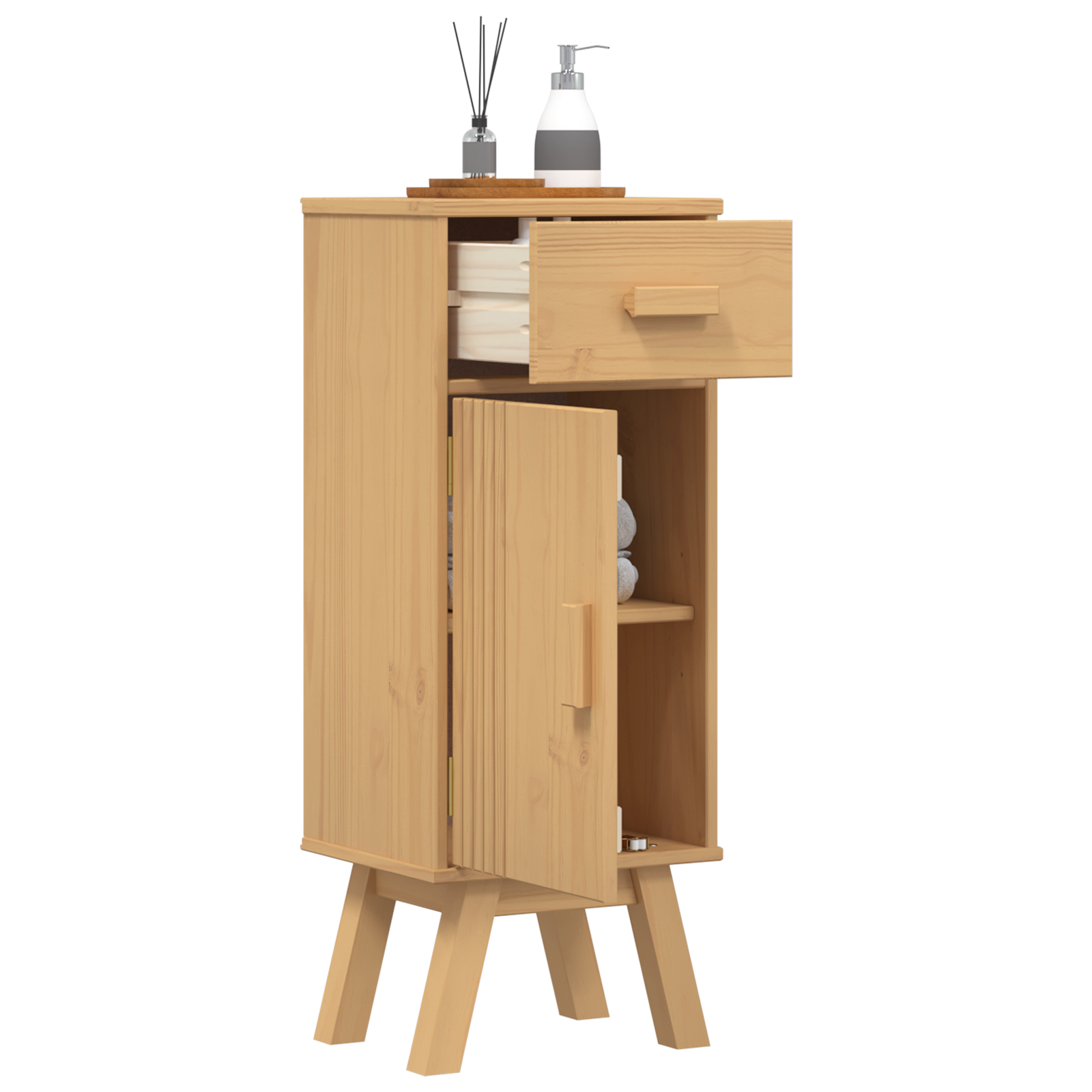 Bathroom Storage Cabinet 35x30x90 cm Solid Wood Pine - Image 3