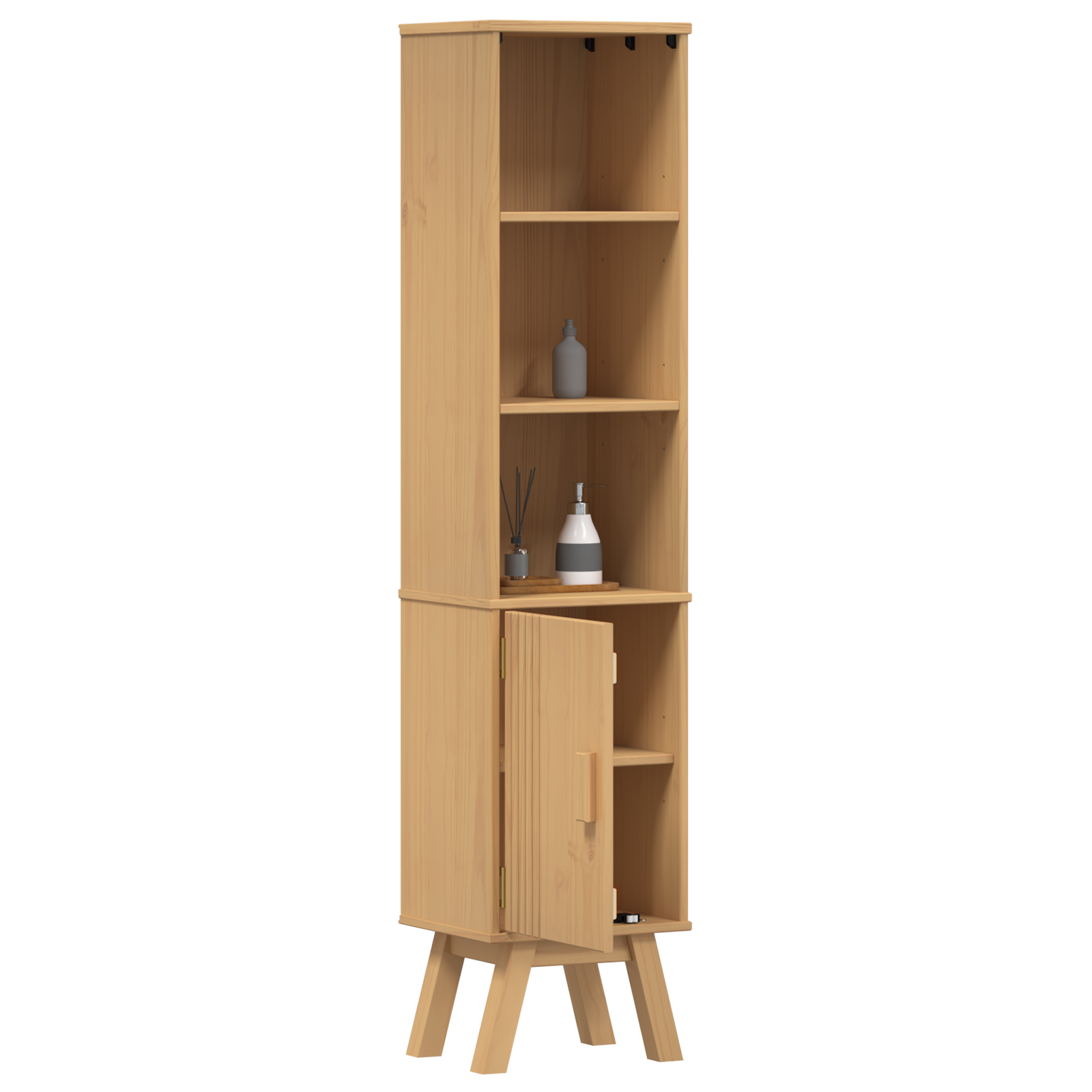 Bathroom Cabinet Brown 35x30x159 cm Solid Pine wood - Image 3