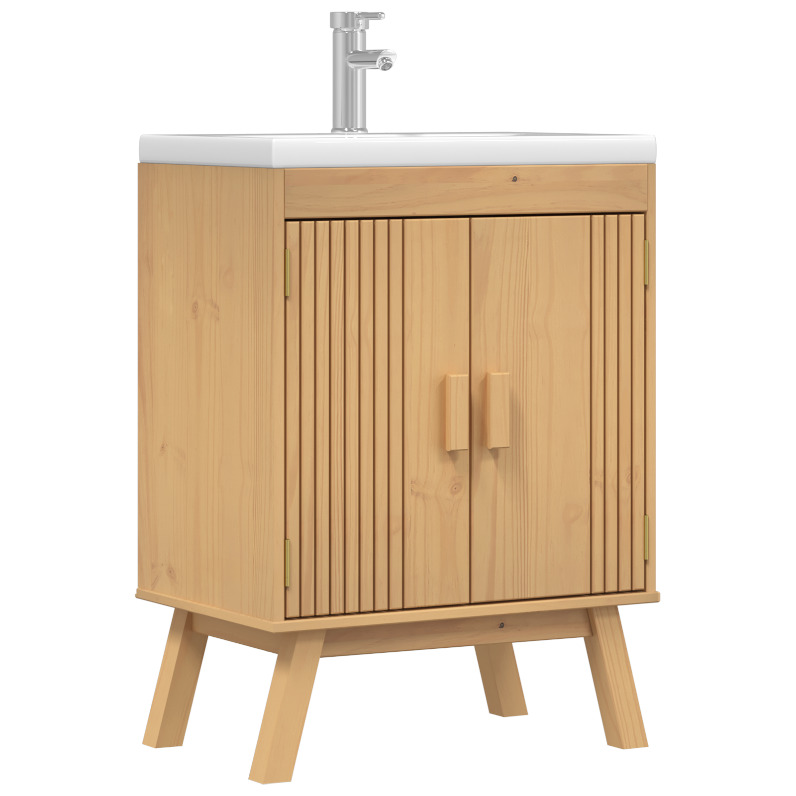 Sink Base Cabinet 114x43x73,5 cm Solid Wood Pine - Image 3