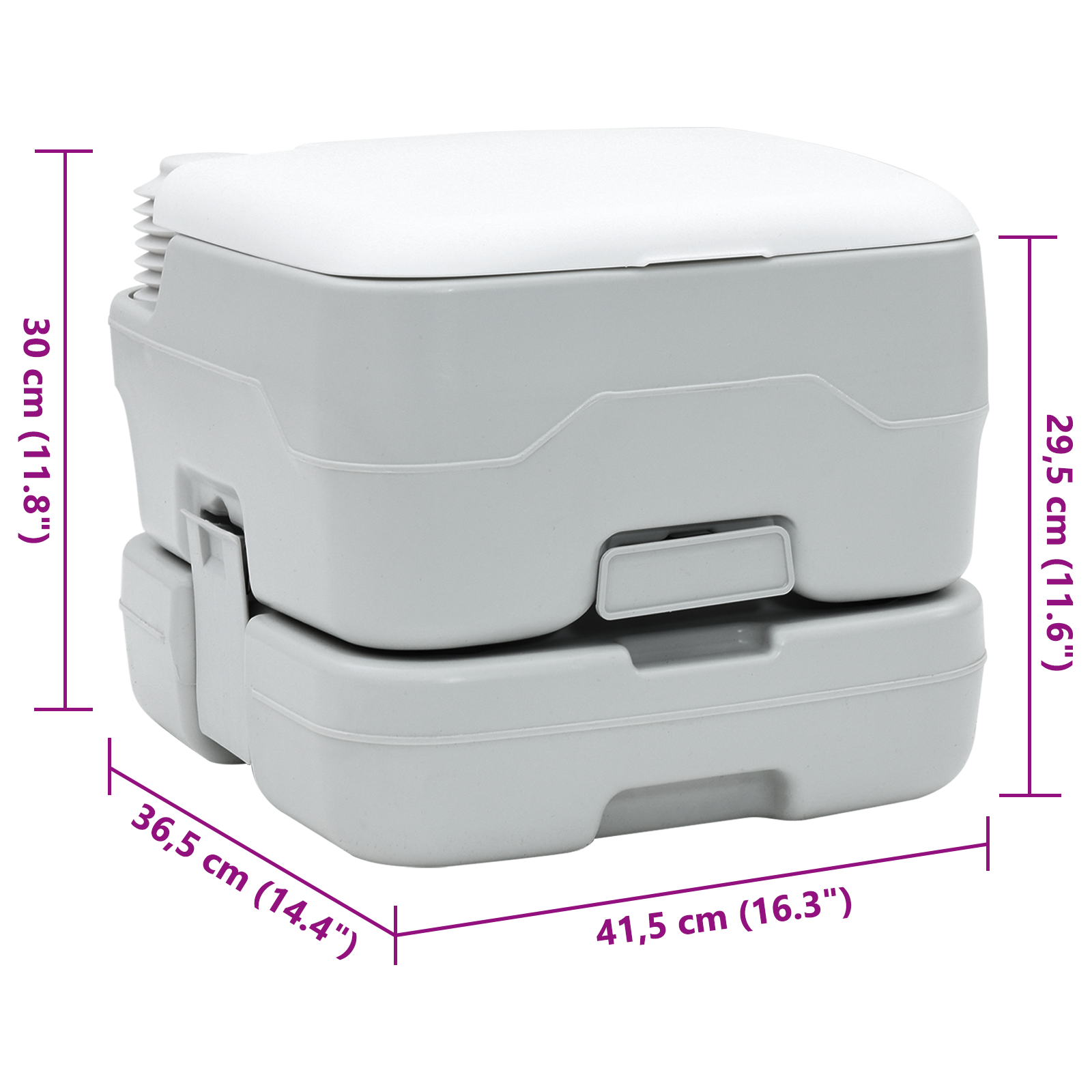 Portable Toilet in Grey & White Plastic, 10 Liters - Image 10