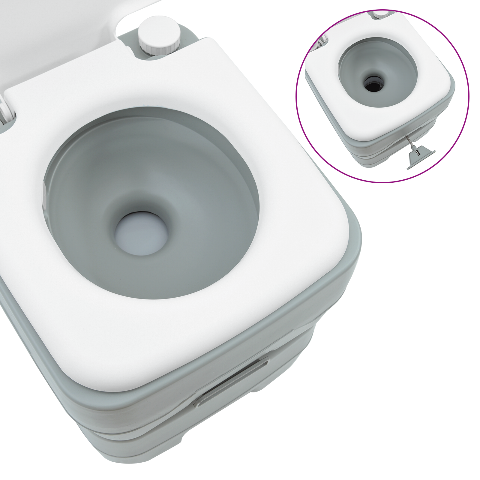 Camping Toilet grey body+white lid - Image 6
