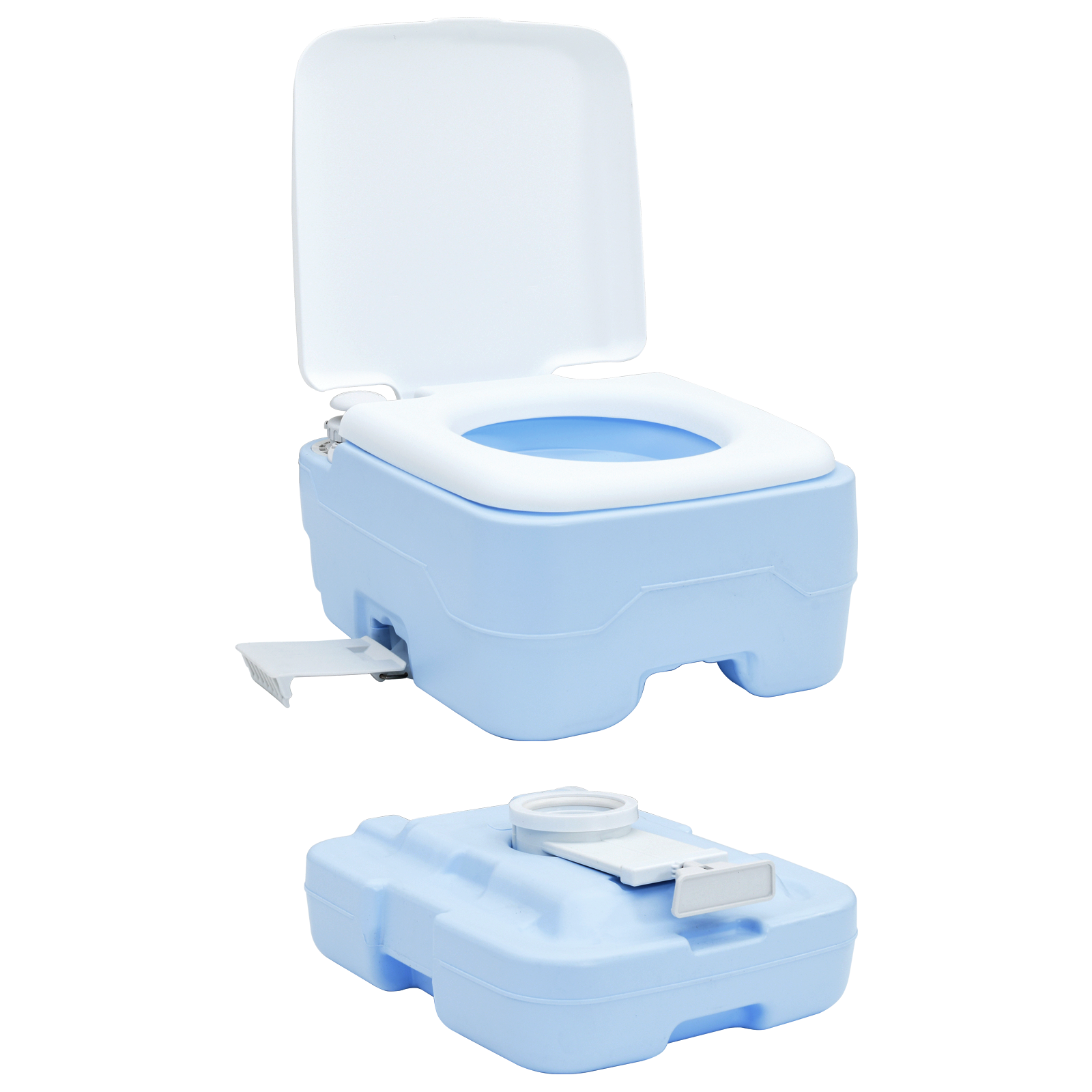 Portable Camping Toilet - 10L Fresh Water & 10L Waste Tank - Blue - Image 10