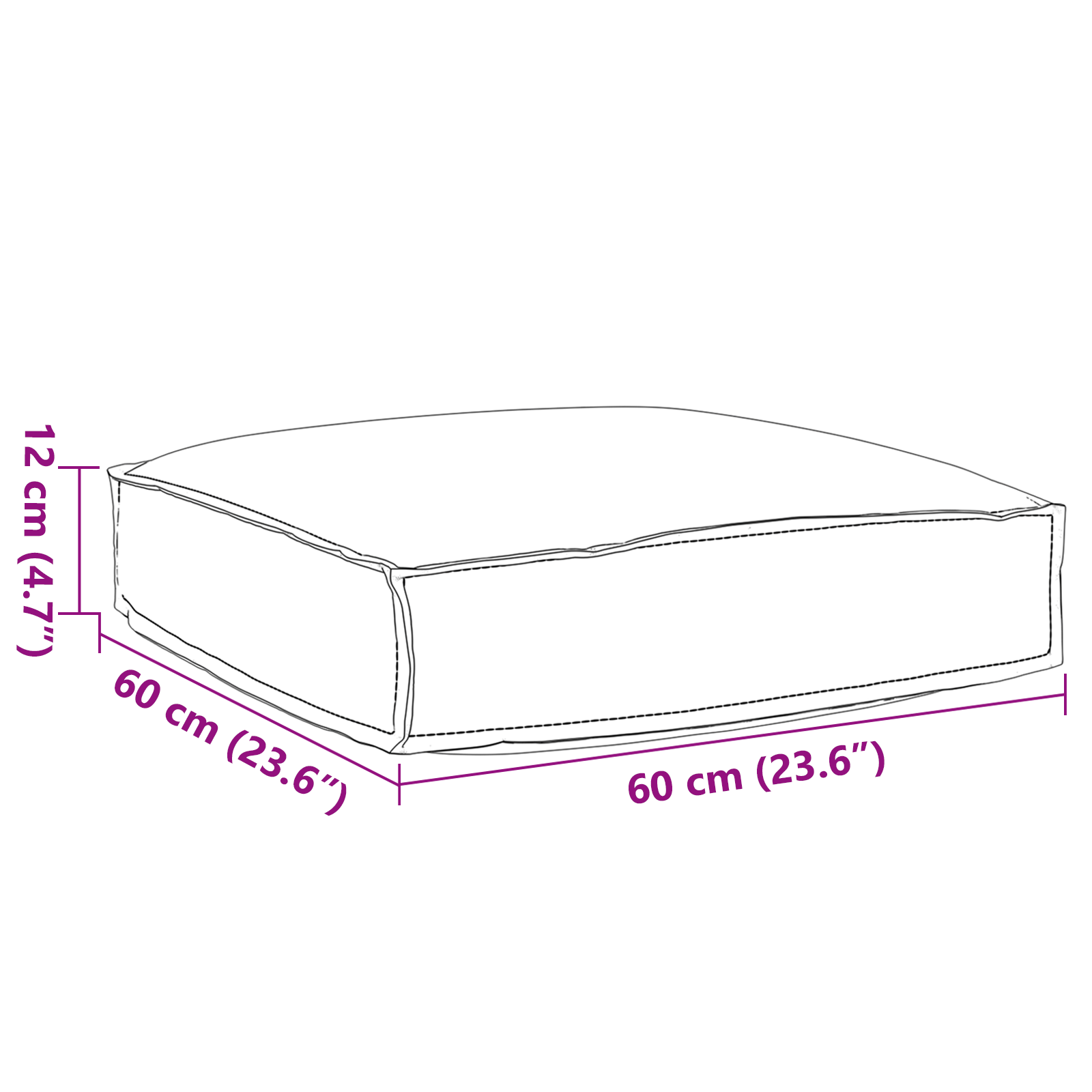 Kaubaaluse istmepadi Antratsiit 60 x 60 x 12 cm Oxfordi kangas - Image 7