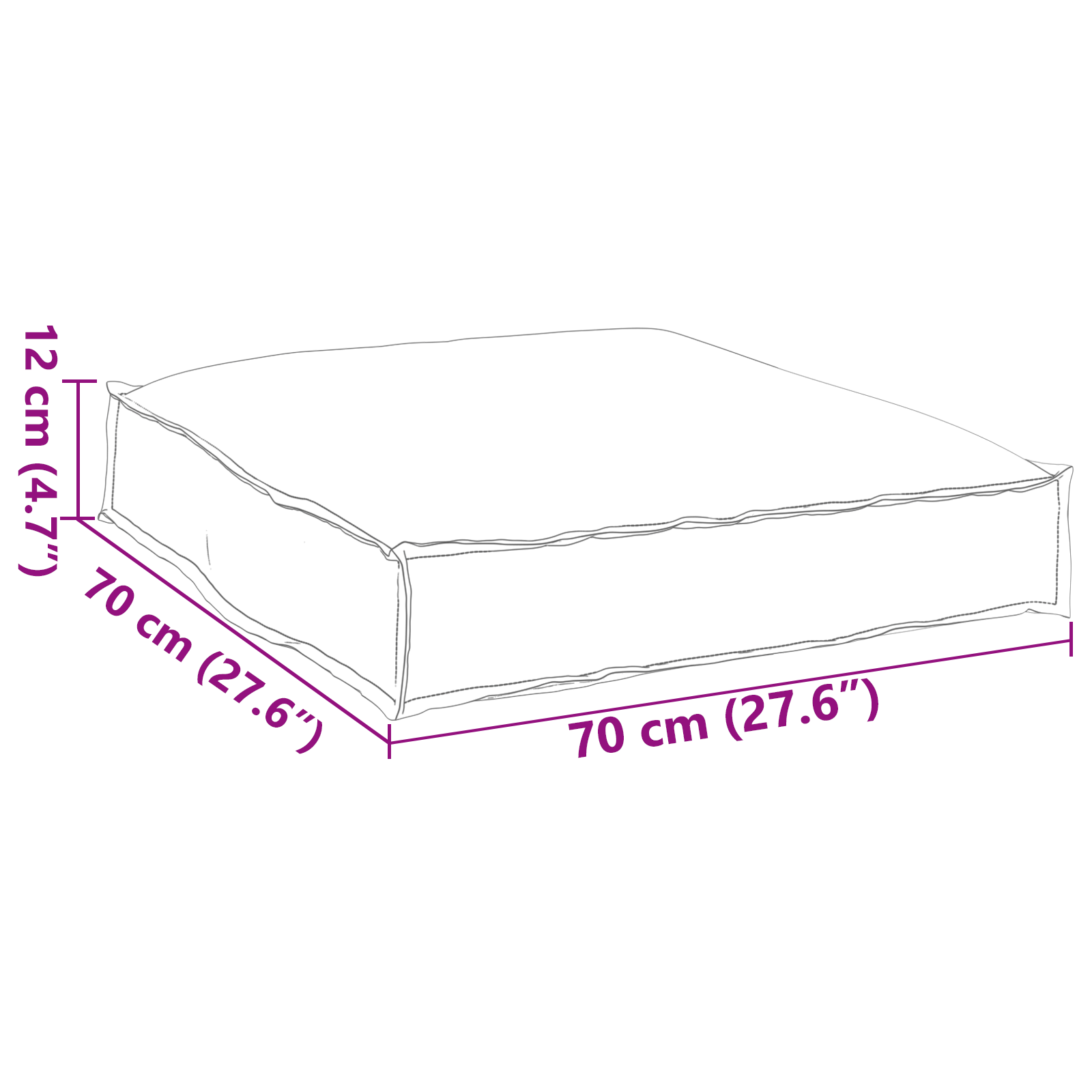 Pallet Cushion for Seat Wine Red 70x70x12 cm Oxford Fabric - Image 7